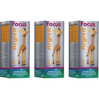 ArgivitFocus  urubu 150 ml 4-10 ya  aras   ocuklar i in b y me i in gerekli portakal ve vanilya aromas  X3 Packs