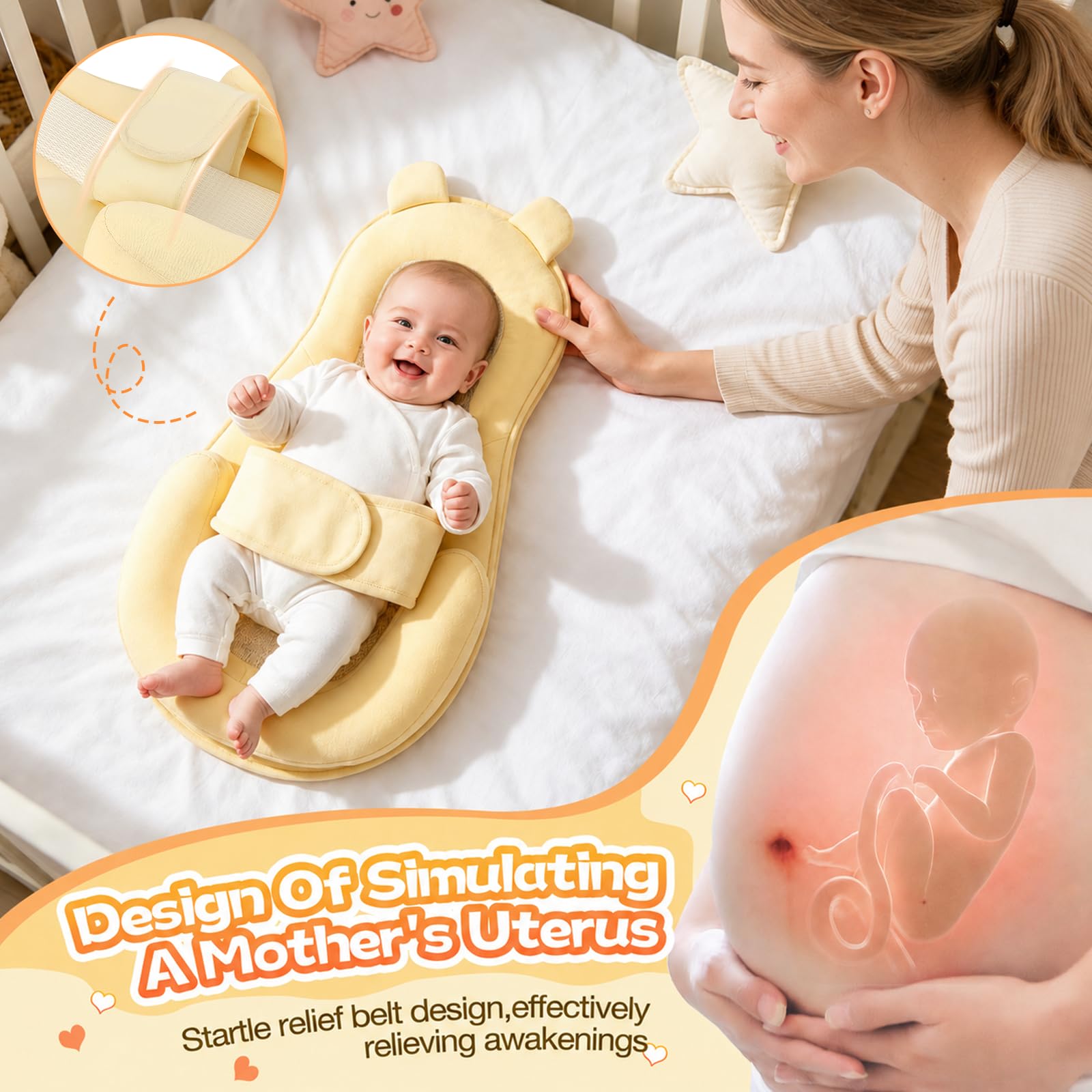 Cuscino per allattamento per bambini, ergonomico, in memory foam, per mamme, con cintura di sicurezza regolabile, cuscino a cuneo per il reflusso e la riduzione del sputo, supporto per l'allattamento