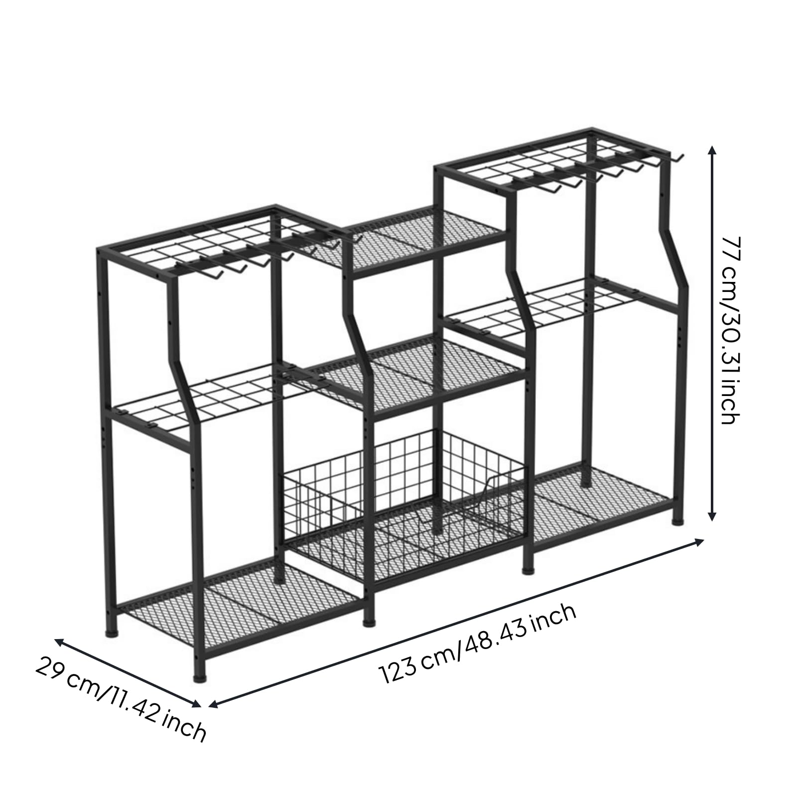 Porta Attrezzi da Giardino Multifunzionale Porta Attrezzi con Ganci Compatto Rastrelliera per Capanno, Patio