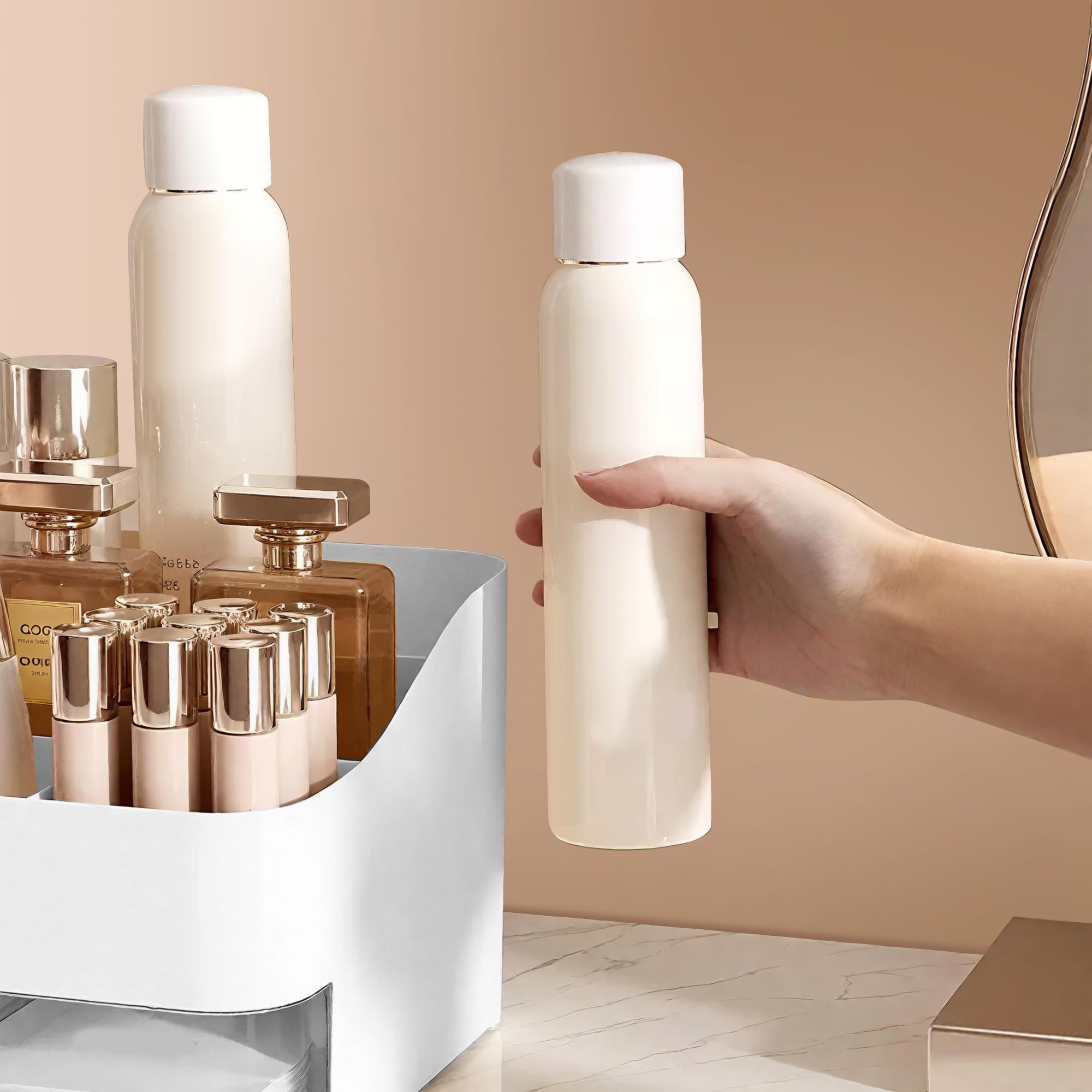 Makeup Kosmetik Organizer mit Schubladen, Plastic Kosmetik Aufbewahrungsbox Waschtische, Schlafzimmer und Badezimmer, Kosmetik Box für Lippenstift & Beauty Zubehör, Weiß