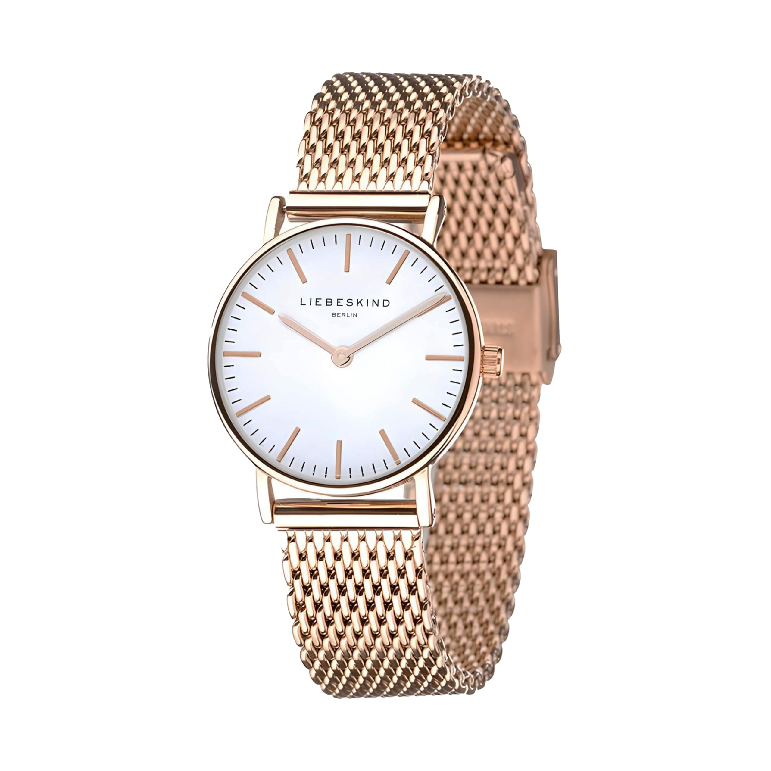 Liebeskind Berlin Damen Armbanduhr – 30 mm Quarzuhr mit rundem Gehäuse – Edelstahl-Mesharmband – 5 ATM wasserdicht – Zeitlos & filigran