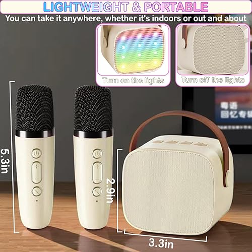 Miniatura 6 de Mini máquina de karaoke para niños y adultos, juguetes para niños y niñas, regalos para niñas y niños, altavoz Bluetooth con 2 micrófonos