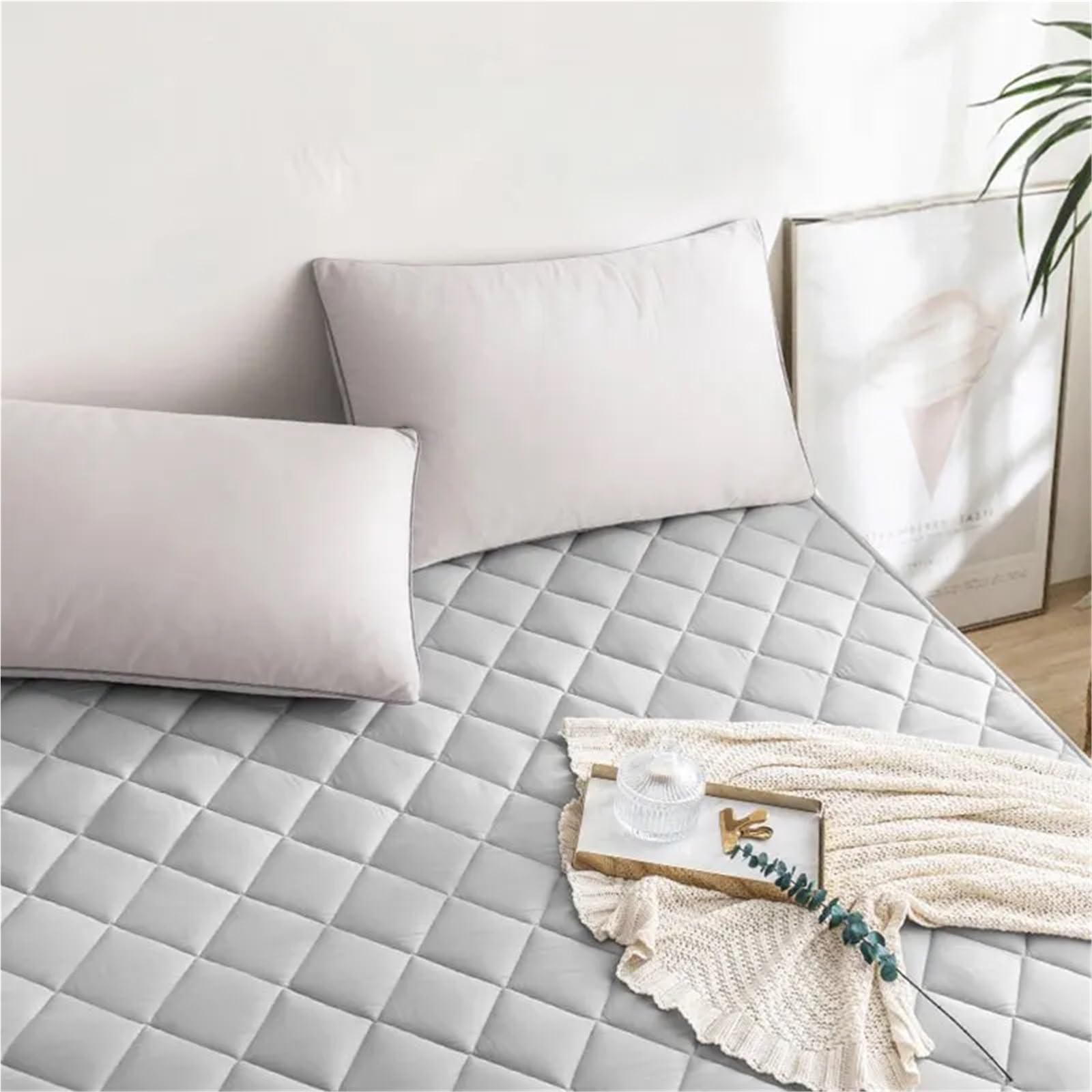 Funda Protectora de colchón Lavable con Banda elástica (Funda Almohada no incluida) para ColchóN(White,90x200cm)