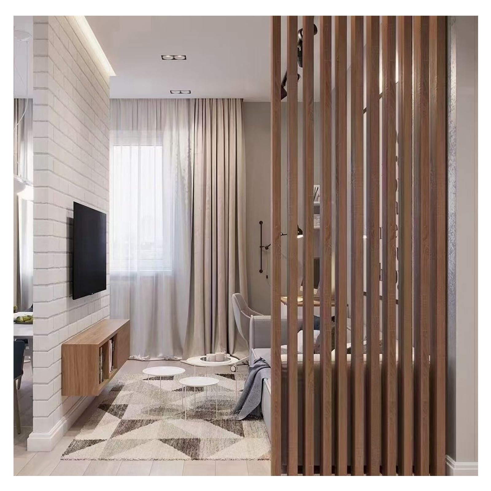 Floor to Ceiling Wall Post Partitions Screens， Adjustable Floor To Ceiling Partition Pole, Square Metal Slat Design, 4 pcs, 100-230cm(12root,205cm/80.7in/6.72ft)