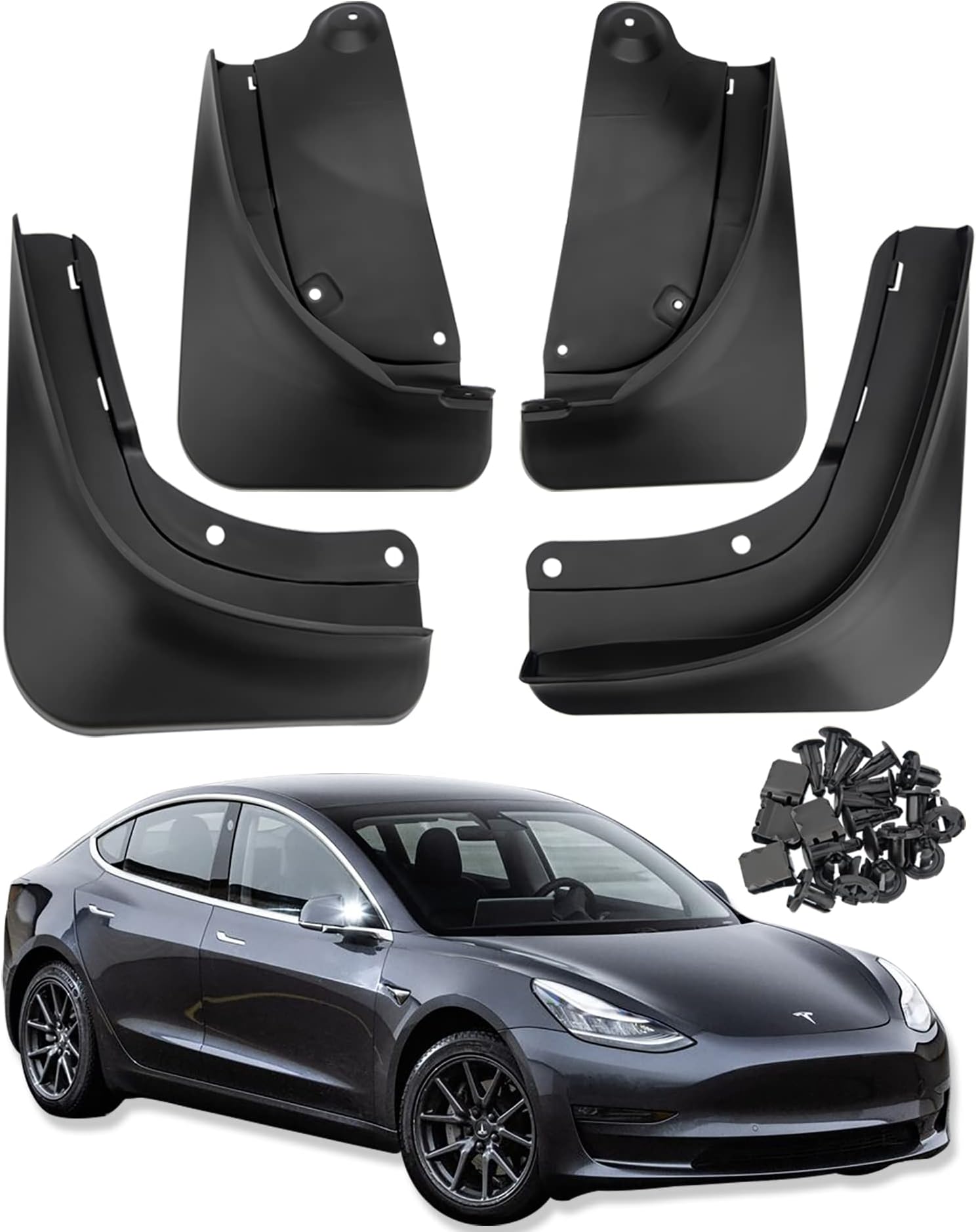 Mud Flaps Splash Guards for Tesla Model Y 2020 2021 2022 No Need to Drill Holes Upgraded Splash Guards Fenders (Set of 4)