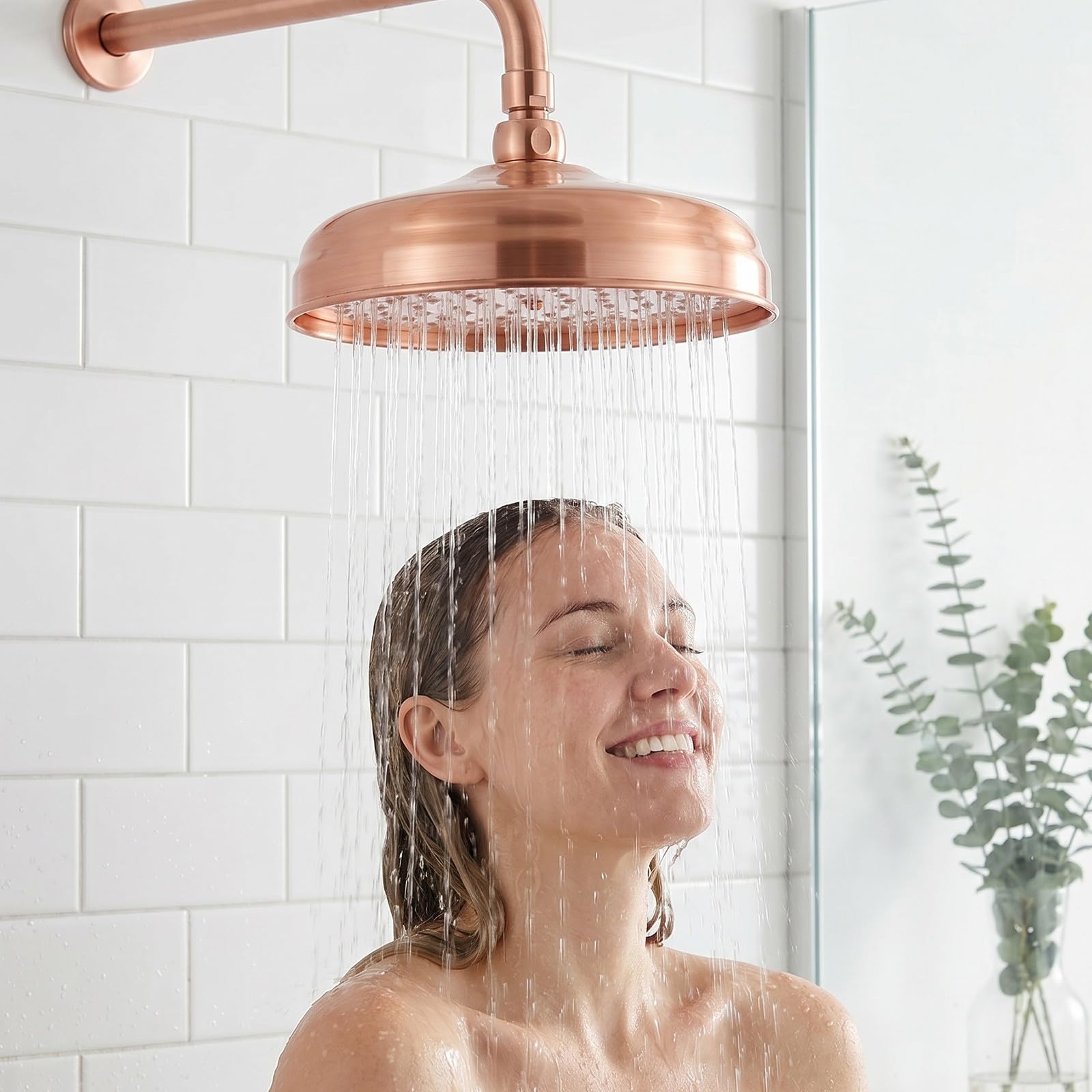 UKCOCO Cabezal Ducha Exterior de Cobre Boquilla de Baño de Cobre y Rociador de Ducha de Baño, Instalación Simple y Diseño Moderno para Uso en Washroom