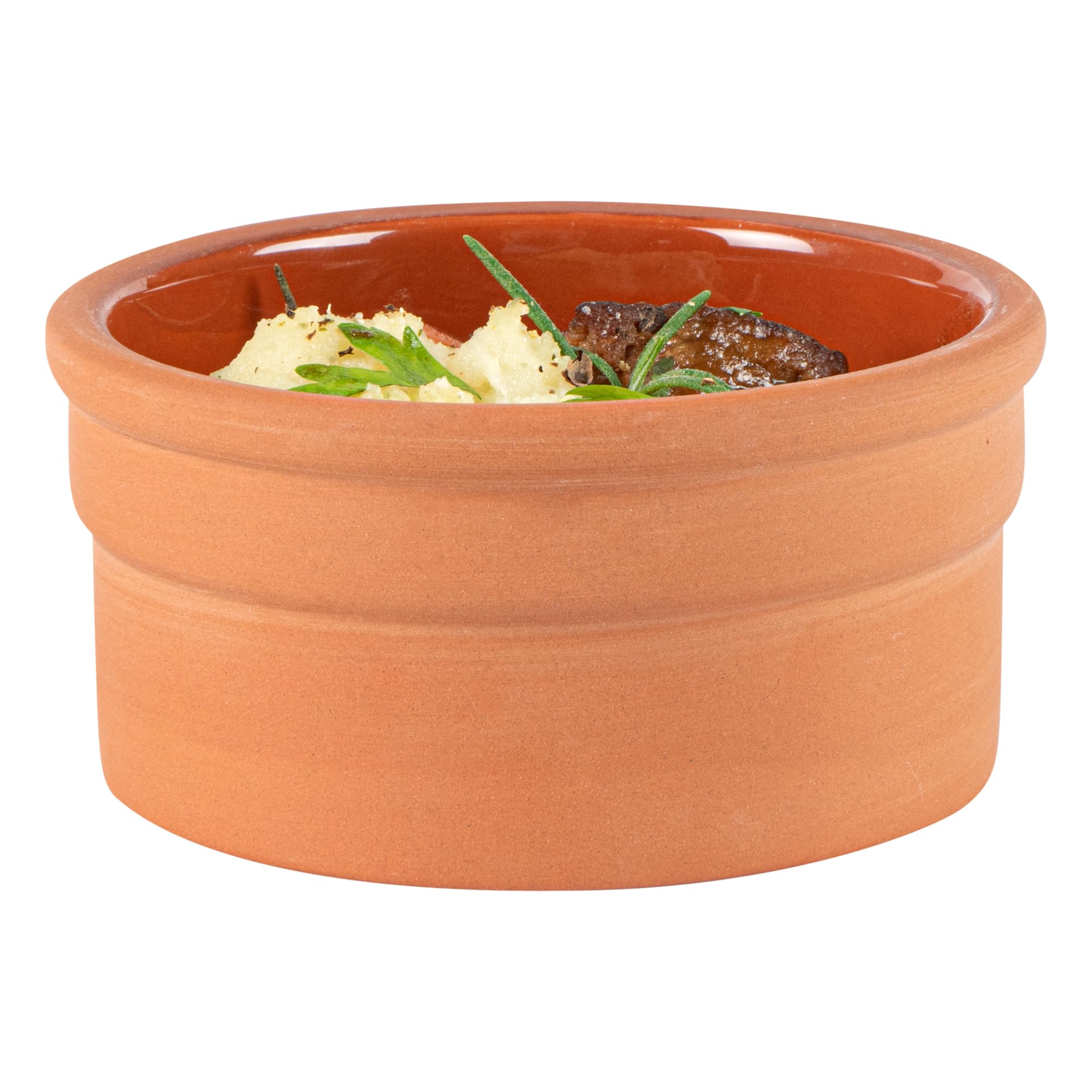 Restaurantware -Terra Tek - Cazuelas in terracotta da 144,6 g, 10 pentole in argilla smaltata marrone per cucinare, pronte per il forno, microonde, pentole in terracotta, lavabili in lavastoviglie,