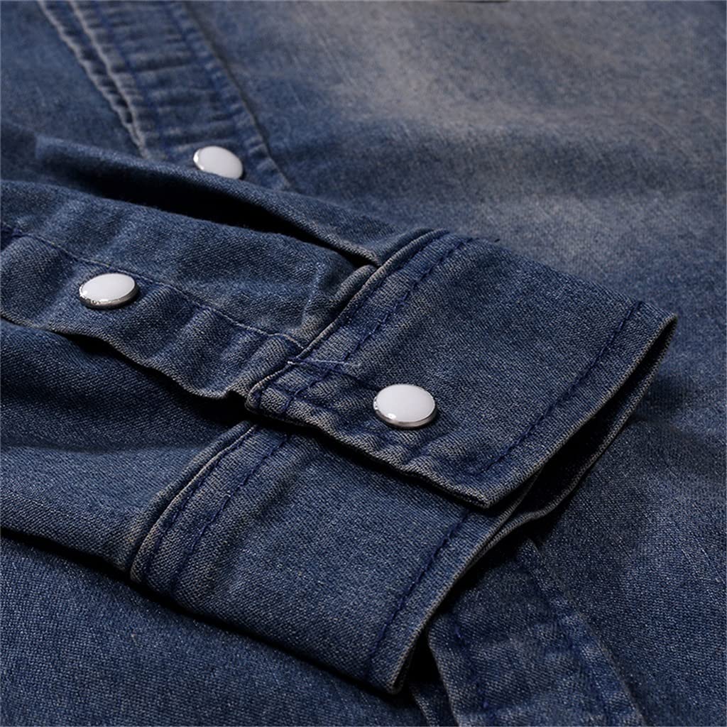 Chaquetas Camisa Vaquera de Manga Larga para Hombre Camisa Vaquera de algodón sólido de Primavera para Hombre Camisas Informales de Primavera para Hombre