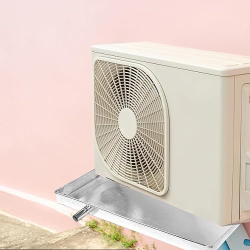 Miniatura 8 de Housoutil Bandeja de drenaje portátil de aire acondicionado, bandeja de goteo de hierro galvanizado para unidades de aire acondicionado, evita fugas