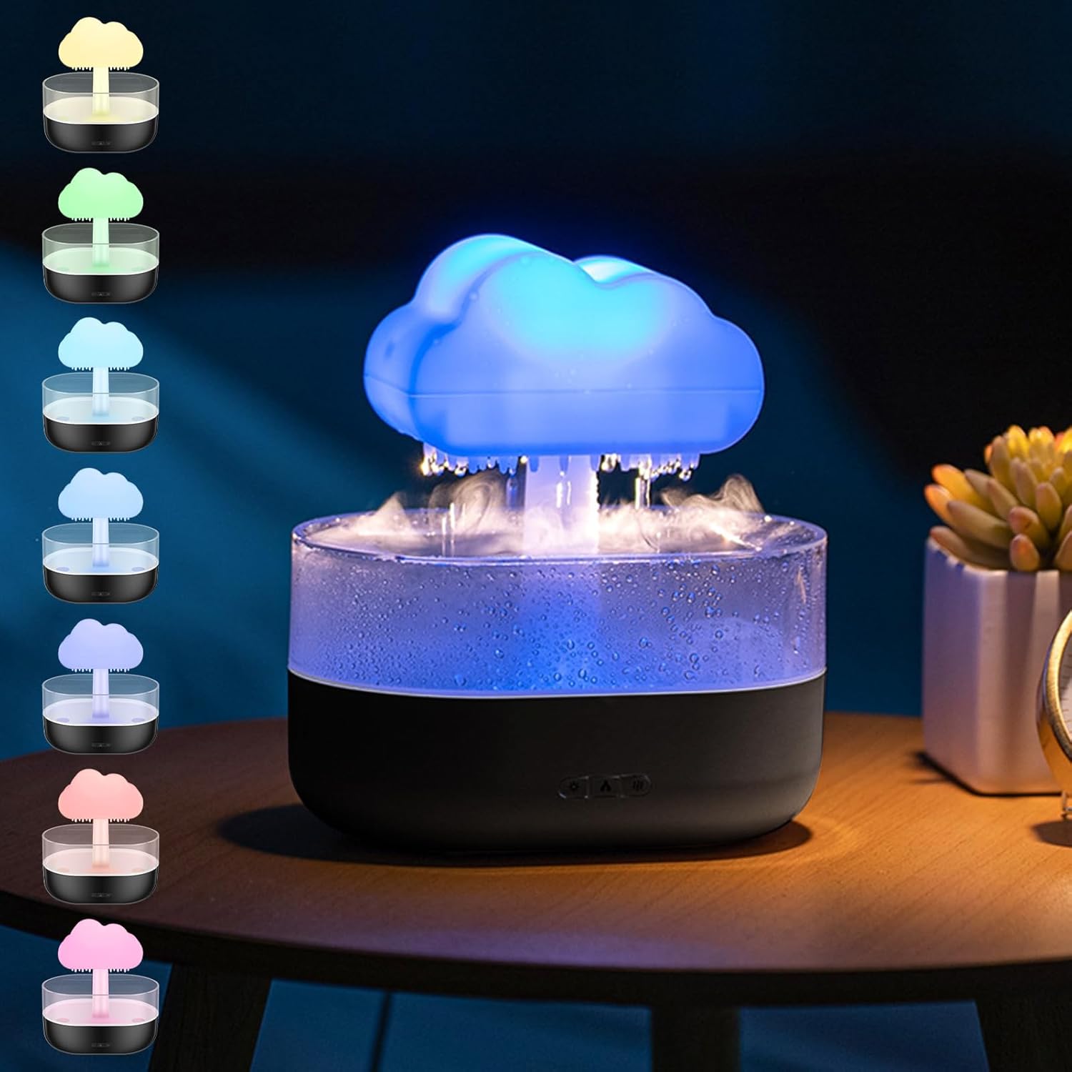 Rain Cloud Humidifier Water Drip, 200ml Raining Cloud Night 7 Light Colours Aromatherapy Oil