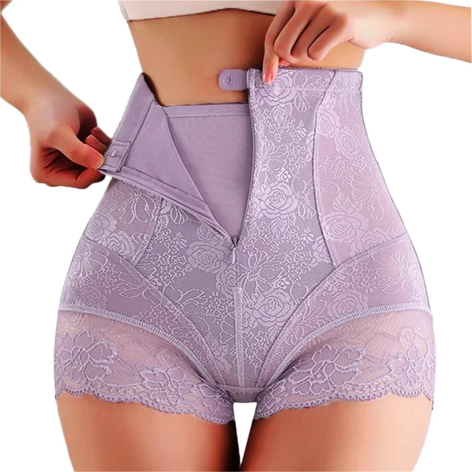 2 uds Gancho Cierre de Cremallera Encaje Cintura Alta Control Barriga Shapewear Panty Invisible Adelgazante Moldeador Mujer Ropa Interior Shaper