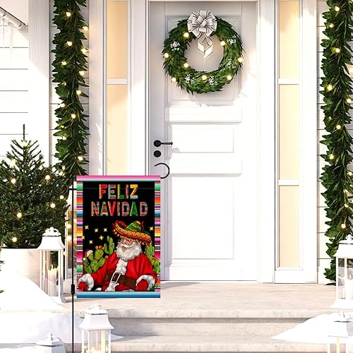 Miniatura 5 de Nepnuser Bandera de jardín de Feliz Navidad, decoración mexicana de Navidad, suministros de fiesta de invierno español, suministros de fiesta de