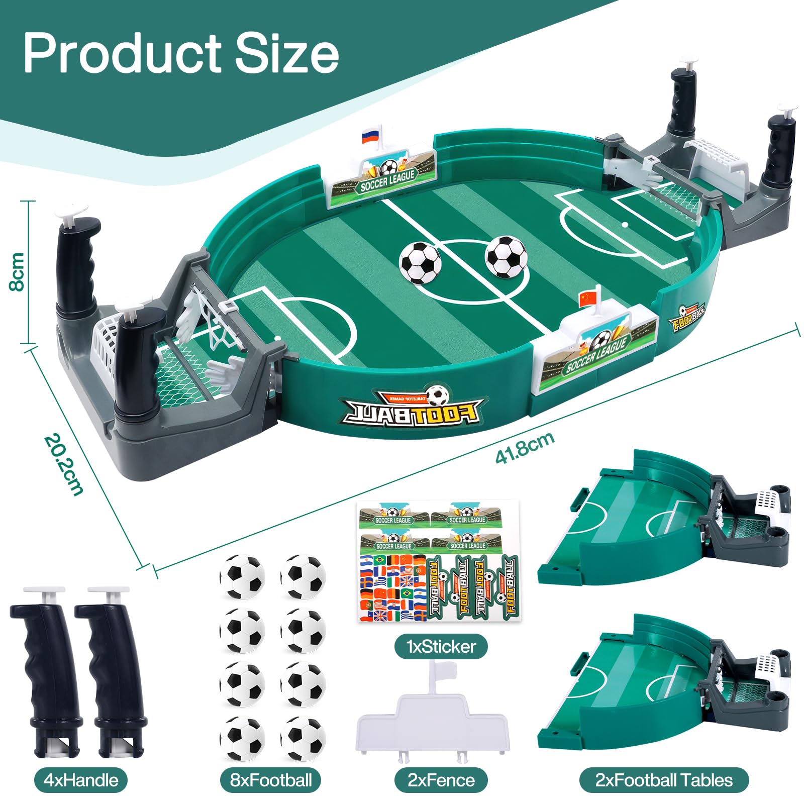 Mini Juego de Fútbol 8 Bolas, Futbolin Futbolines para Niños, Juegos de Mesa de Fútbol, Rompecabezas Juguete Interactivo Entre Padres e Hijos para Ninos