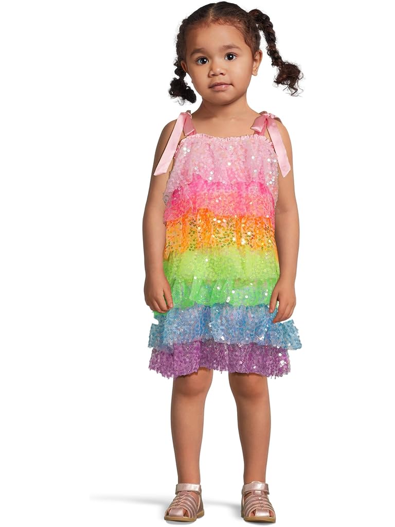 Multi Lola and The Boys Neon Sequin Ruffle Dress (Toddler/Little Kid/Big Kid)