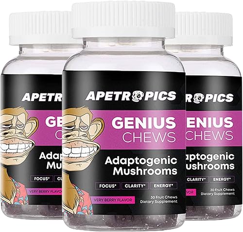 Miniatura 1 de Apetropics Genius Chews - Gomitas cerebrales con melena de león, Cordyceps, Reishi y hongo de cola de pavo - Suplemento cerebral nootrópico y apoyo