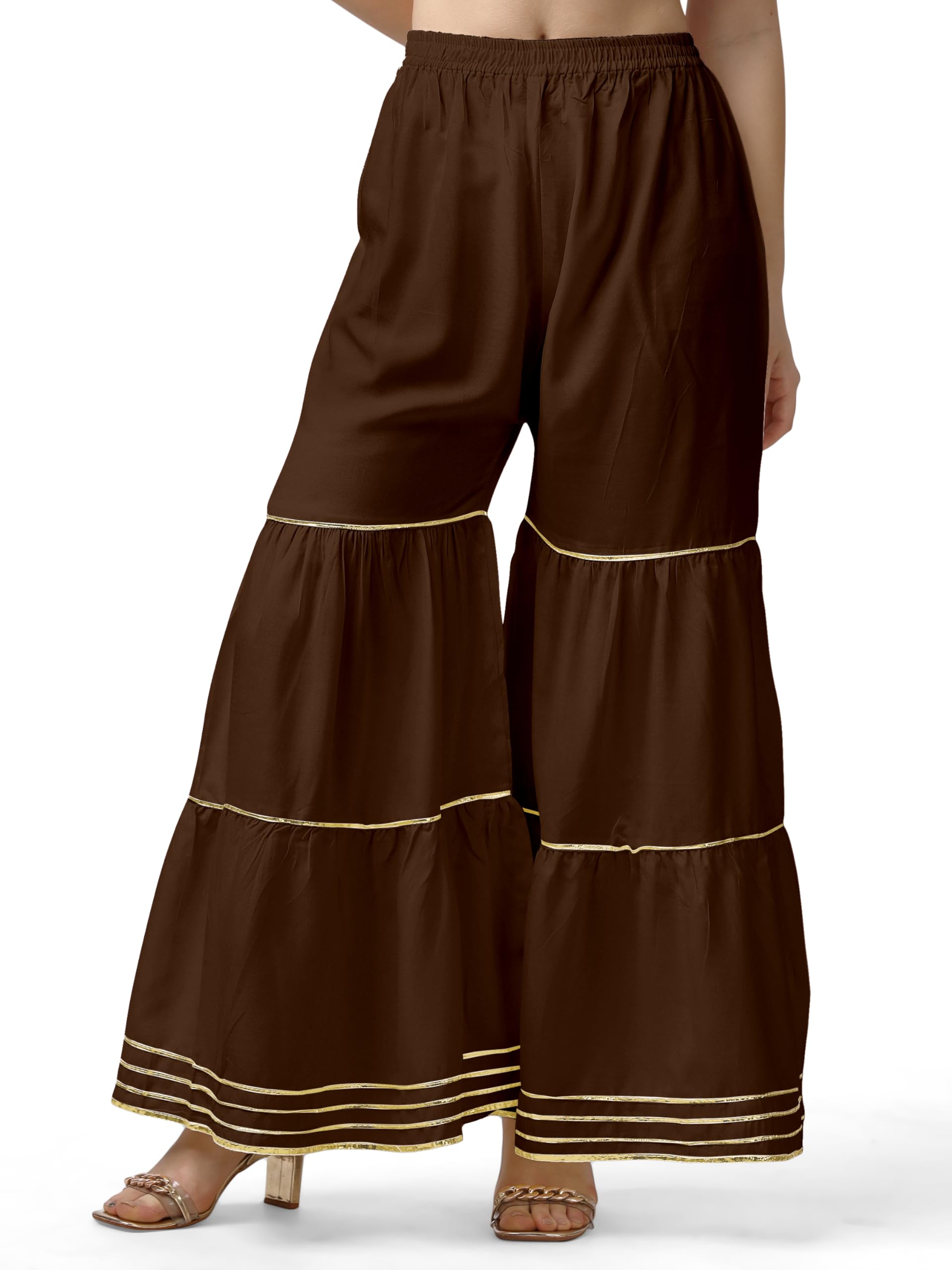Mehrang Super Soft Cotton Sharara with Lace Work in 10 Attractive Colors for Women's and Girl's (Free Size 26 inch to 36 Inch Waist)