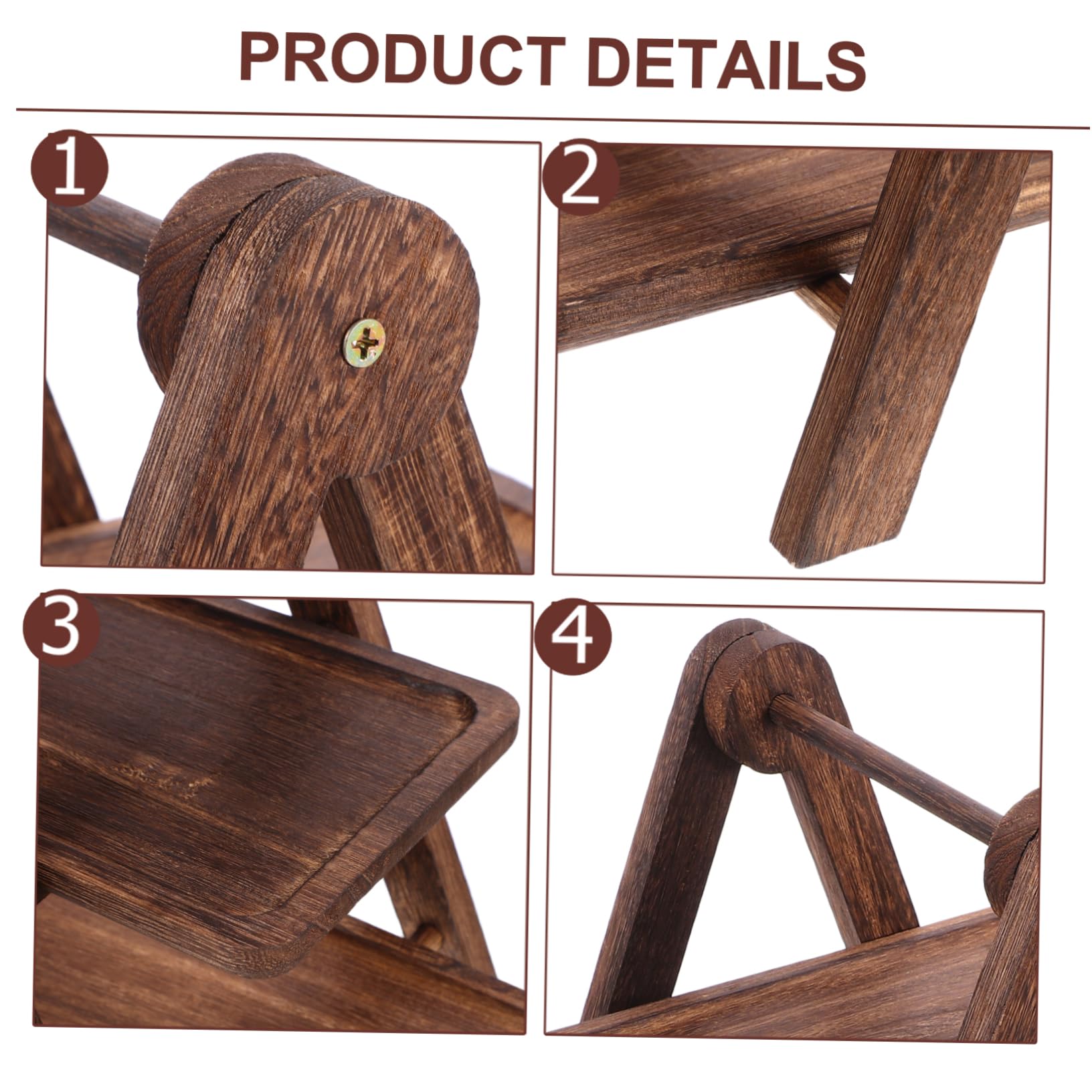 Estante de almacenamiento de alimentos de madera de 3 niveles con bandejas plegables, soporte de exhibición de cocina multicapa para verduras, comedor y decoración del hogar