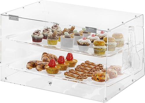 Vitrina de pastelería de 2 niveles con bandejas extraíbles, pinza para servir