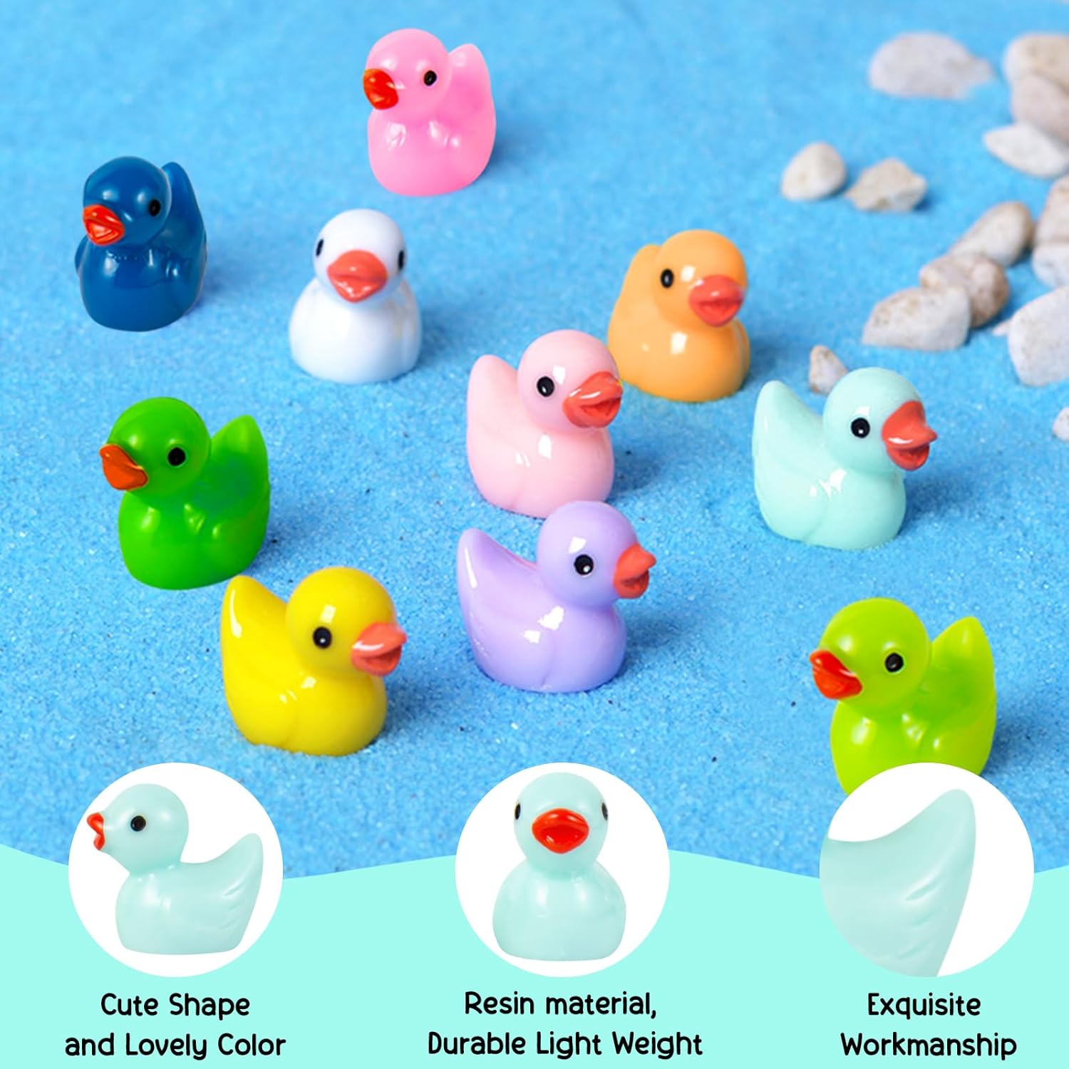 ONLYFU 1000Pcs Mini Resin Duck Bulk Tiny Duck Miniature Ducks Figurine Dollhouse Duck for DIY Fairy Garden Landscape Aquarium Decoration Ornament Party to Hide, Toys Crafts Decor, 10 Colors