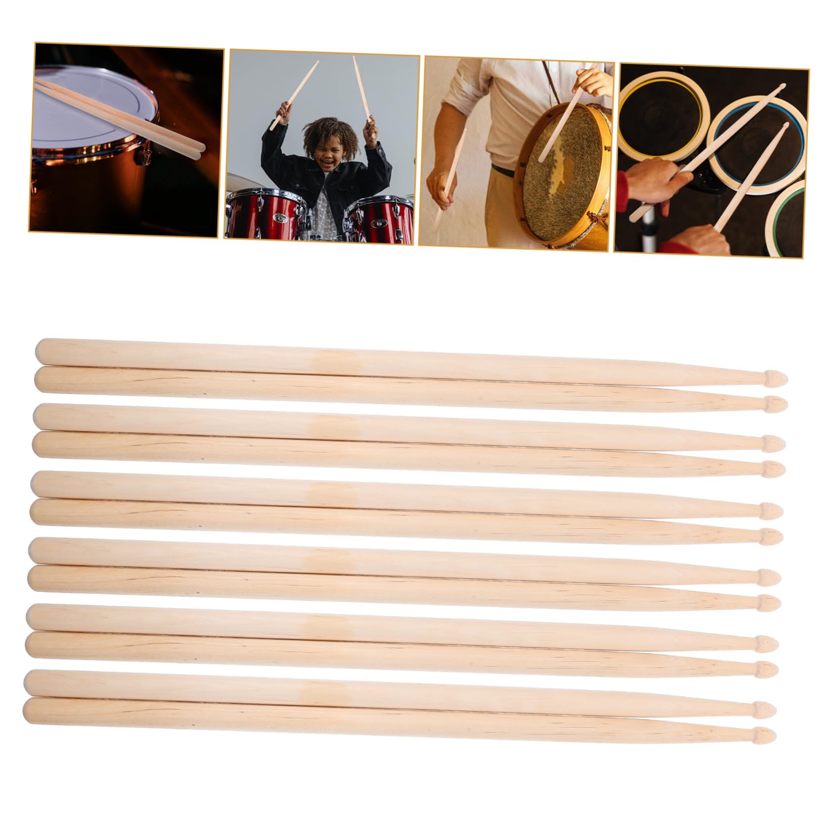 Cabilock 6 paia Bacchette per Batteria in Legno d Acero per Jazz e Percussioni di Bacchette per Batteria Adulti e Principianti con Impugnatura Confortevole Accessori Versatili per