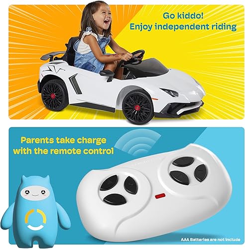 Miniatura 6 de Kidzone Auto eléctrico para niños 12V licencia Lamborghini Aventador SV auto deportivo a batería juguete 2 velocidades control parental sistema de