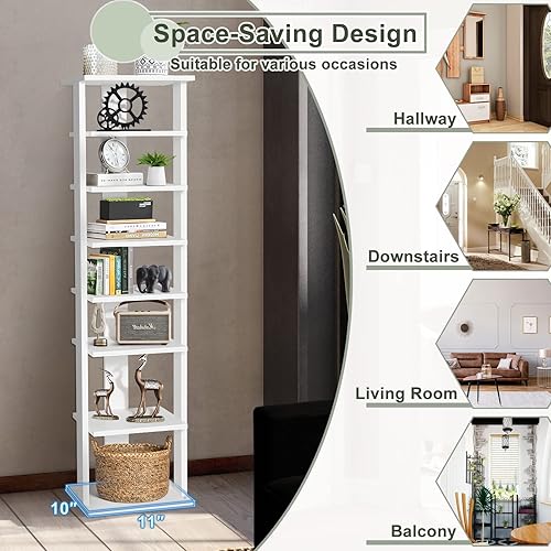 Miniatura 4 de DORTALA 7 Tier Vertical Shoe Rack, Tall Narrow Shoe Shelf Storage Organizer, Free-Standing Slim Shoe Tower w/Anti-Tipping Device, Space-Saving