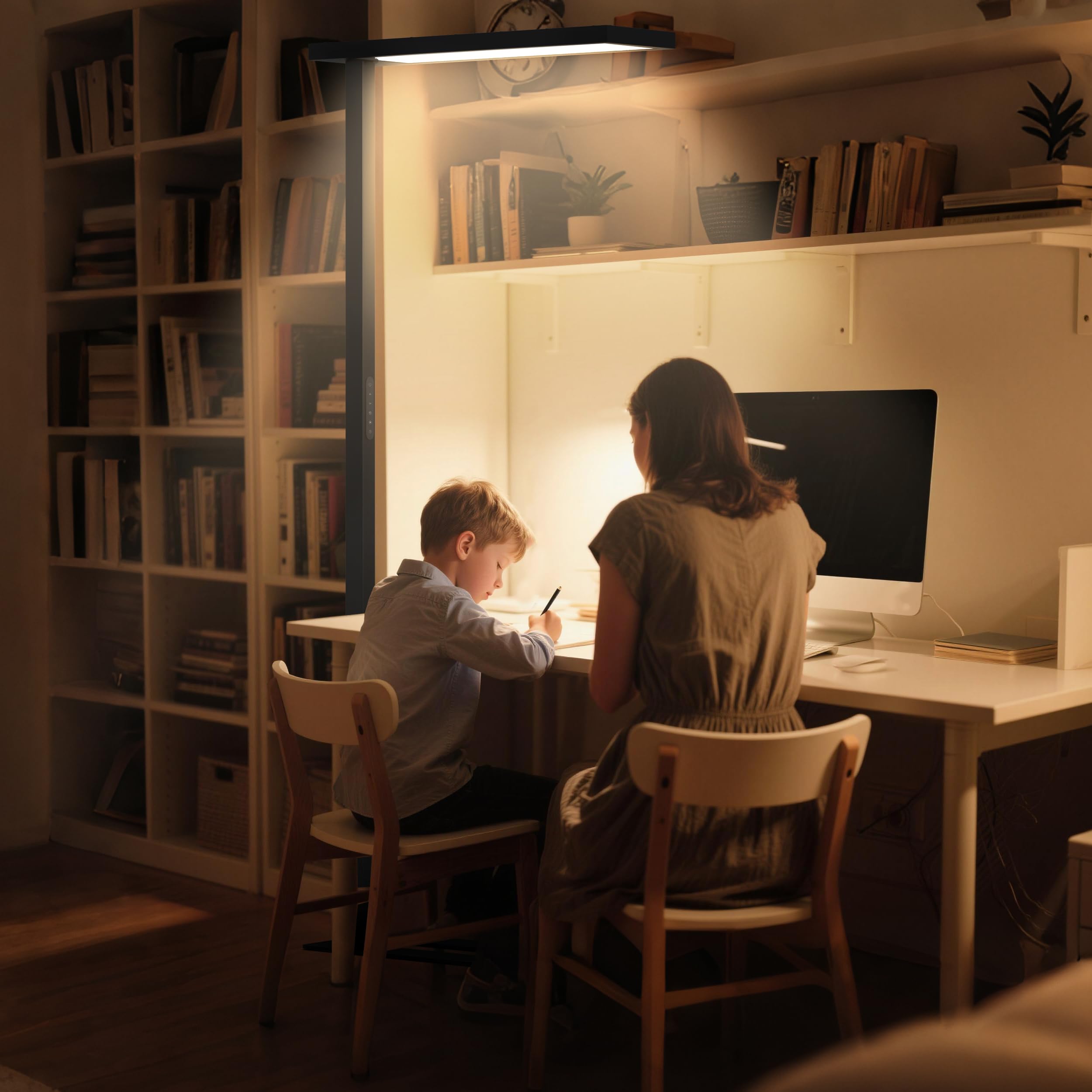 Northpoint LED Stehlampe 100W Büro-Standleuchte mit Bewegungsmelder & Touchsteuerung – 5800 Lumen, 4000K Tageslichtweiß, dimmbar, Favoritenmodus, Timer Büro- & Wohnzimmerlampe (schwarz)