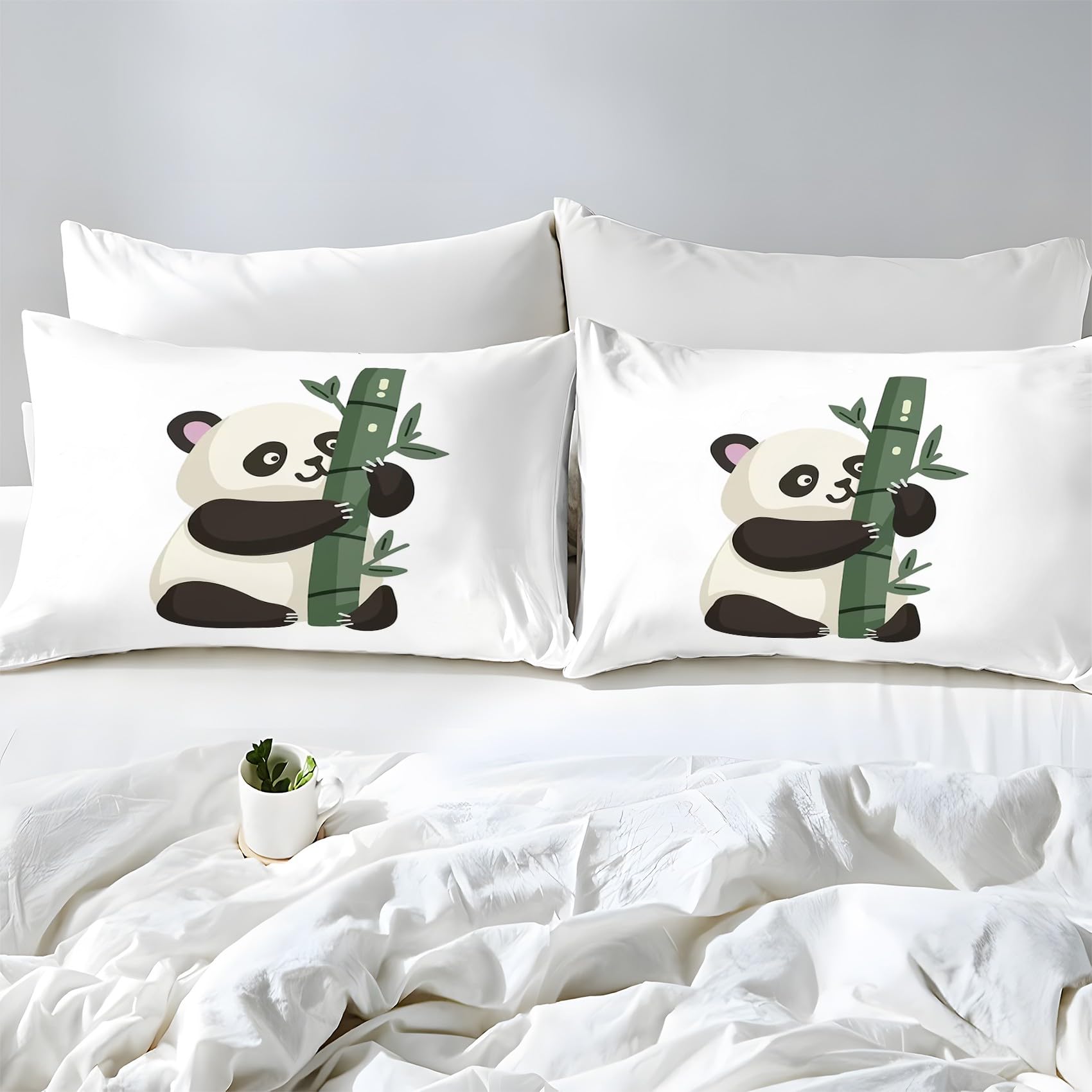 Uroczy zestaw pościeli na łóżko super king-size, panda, 3-częściowy zestaw poszewek na kołdrę z dwustronnym nadrukiem, poszewka na kołdrę i 2 poszewki na poduszki, miękka szczotkowana