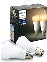 Philips Hue White Ambiance Smart Bulb Twin Pack LED [B22 Bayonet Cap] - 800 Lumens (60W Equivalent). Works with Alexa, Google Assistant and Apple Homekit