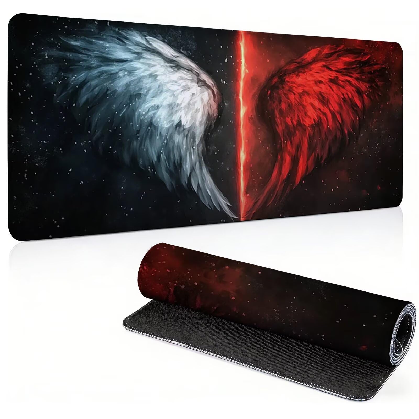 Tappetino Mouse Gaming, 1200x600mm Tappetino Mouse XXL nero 0c0-299 | Mouse Pad Grande, Ottimizzato per i Sensori da Gioco, Migliora Precisione e Velocità, per Mac e PC, ala