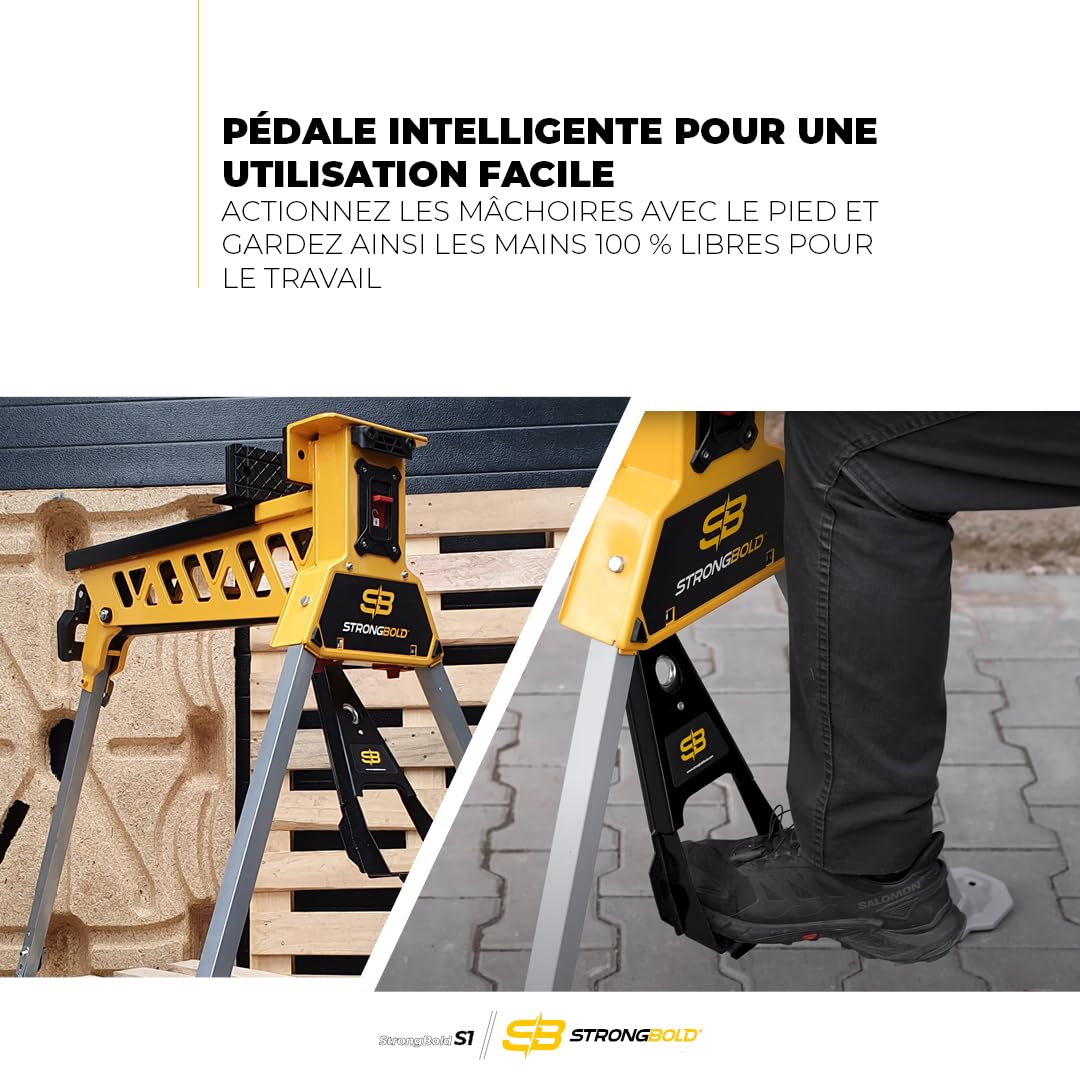 S1 Étau Tréteau Mobile - Établi de Serrage Multifonctionnel Pliable Charge Lourde | Grande Capacité 95 cm, Force de Serrage 10kN pour Menuiserie et Atelier