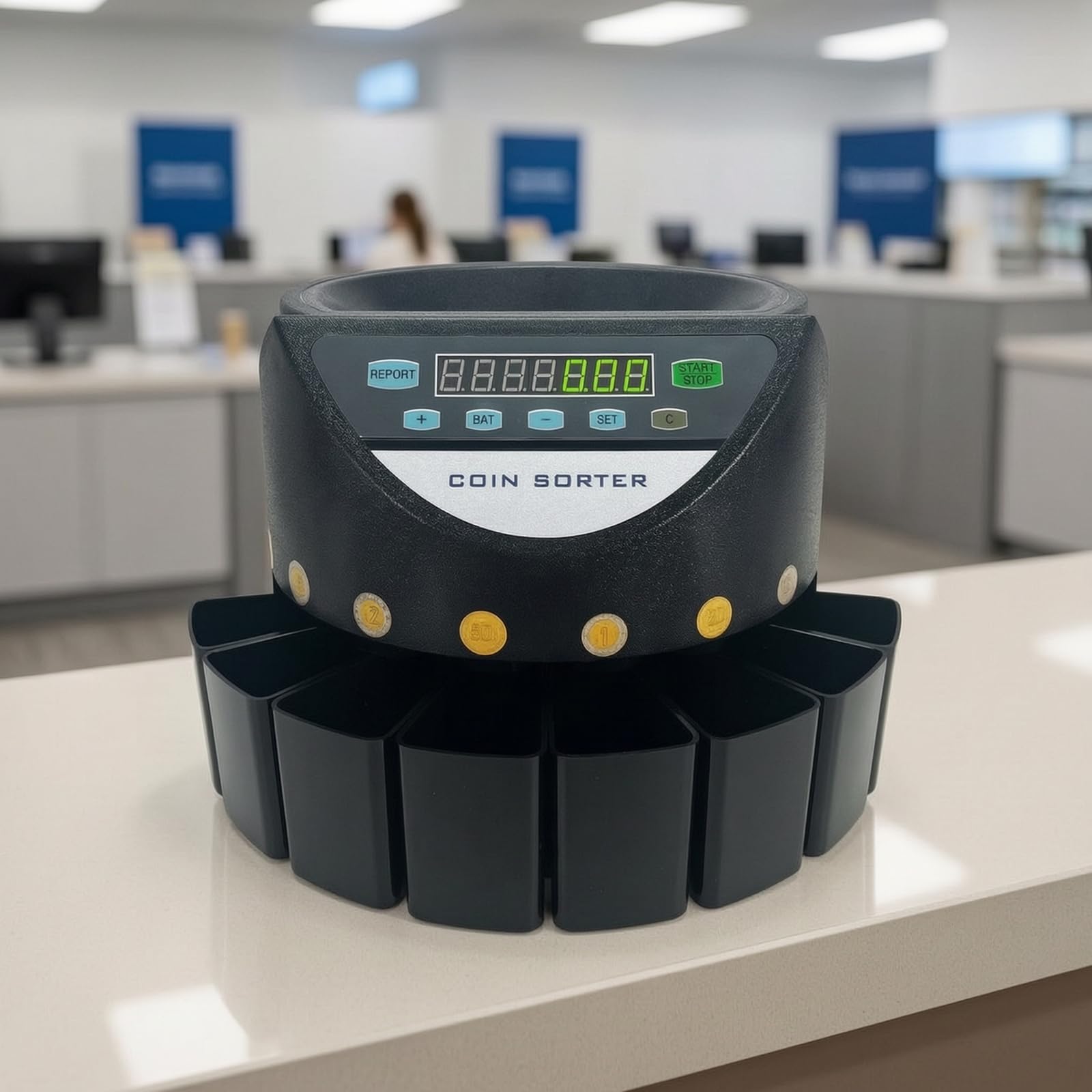 predolo Contamonete Elettronico Preciso Selezionatrice di Monete Euro Rapido Macchina Contamonete con Display per Negozianti