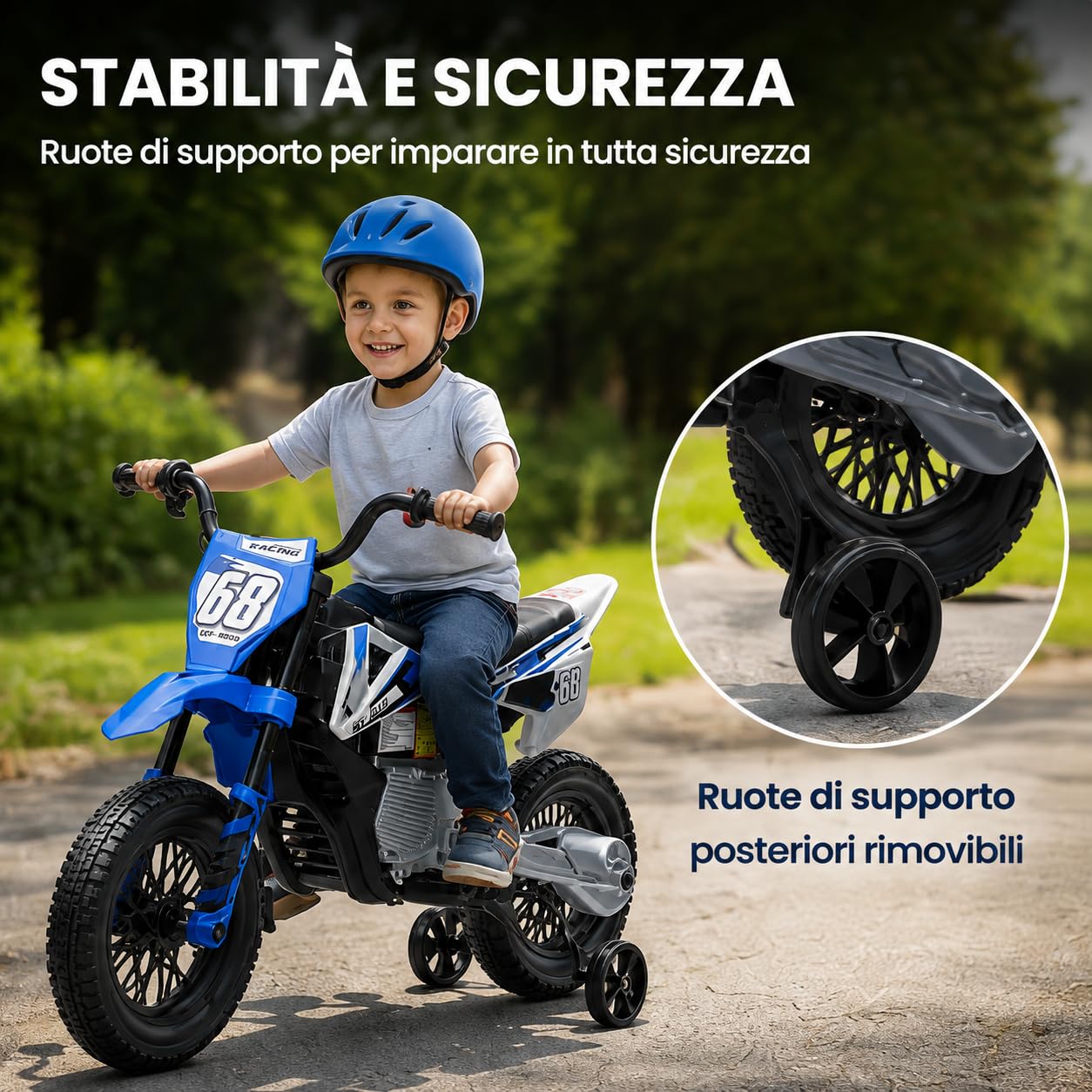 Garvee Moto Elettrica per Bambini 12V, Motocicletta Elettrica, Moto Cross