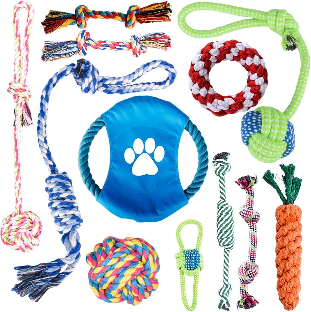 Oziral Dog Rope Toys [12 Pack] Puppy Braided Rope Toys Set Pet Dog