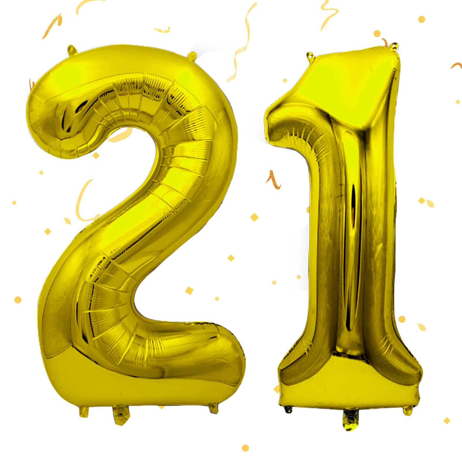 60 inch Large Number Balloons Birthday Decorations, Huge Giant Number Balloons Foil Mylar Balloons for Birthday Party, Wedding, Baby Shower, Engagement, Anniversary (Gold 21)