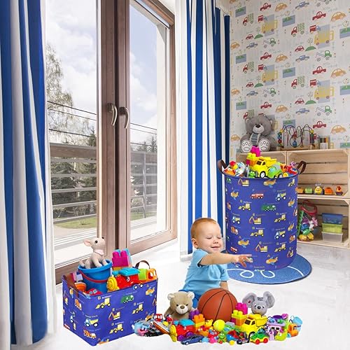 Miniatura 2 de Essme Cesta Rectangular Azul, Contenedores de Almacenamiento para Niños, Cesta de Camión Monstruo, Cesta de Almacenamiento de Coche con Asas para