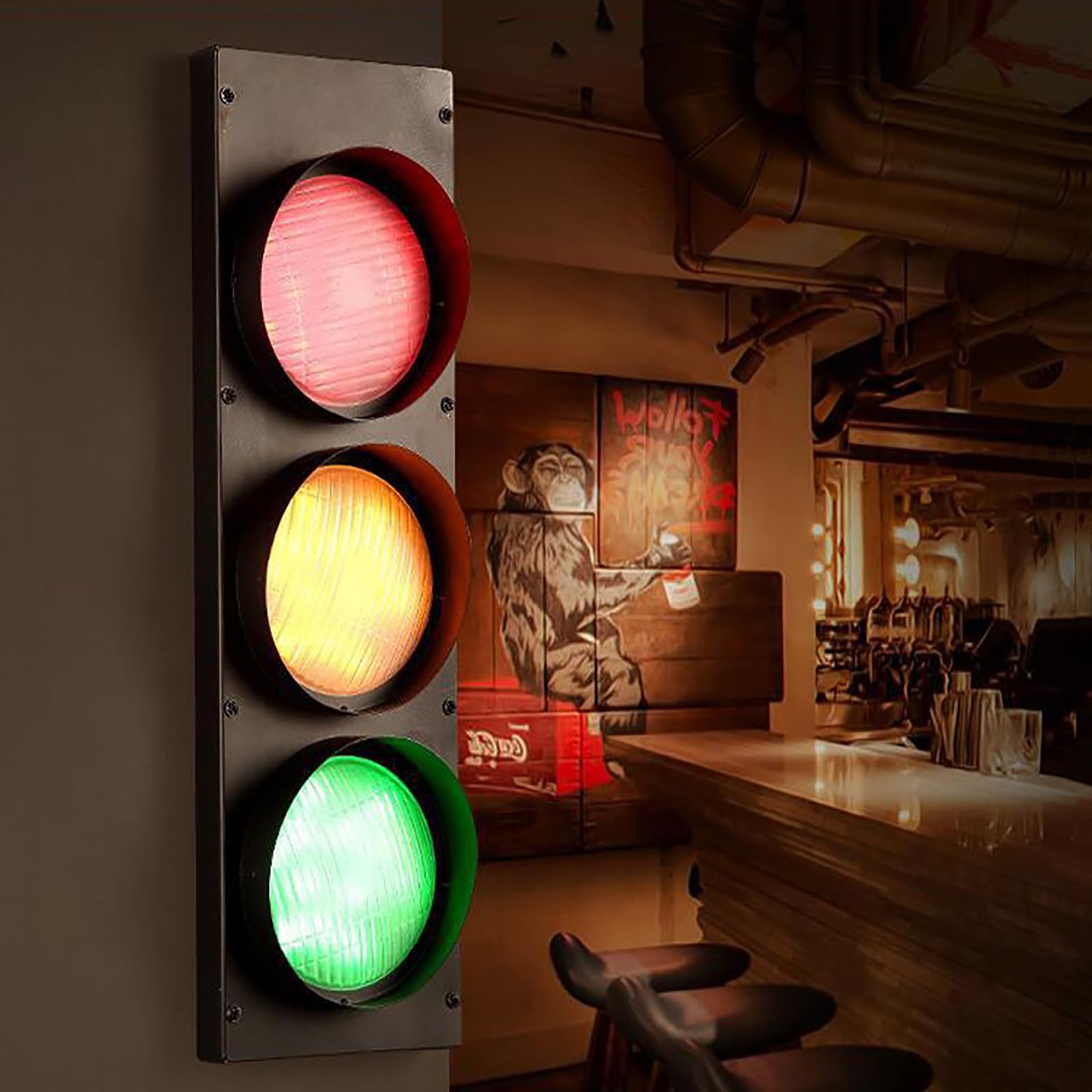 FQWYNMZ Feu Tricolore à 3 Feux, Feu De Signalisation LED, Applique Murale Industrielle Rétro avec Télécommande, Boîtier PC Étanche IP65, Feu Stop Industriel LED, Toile D'araignée