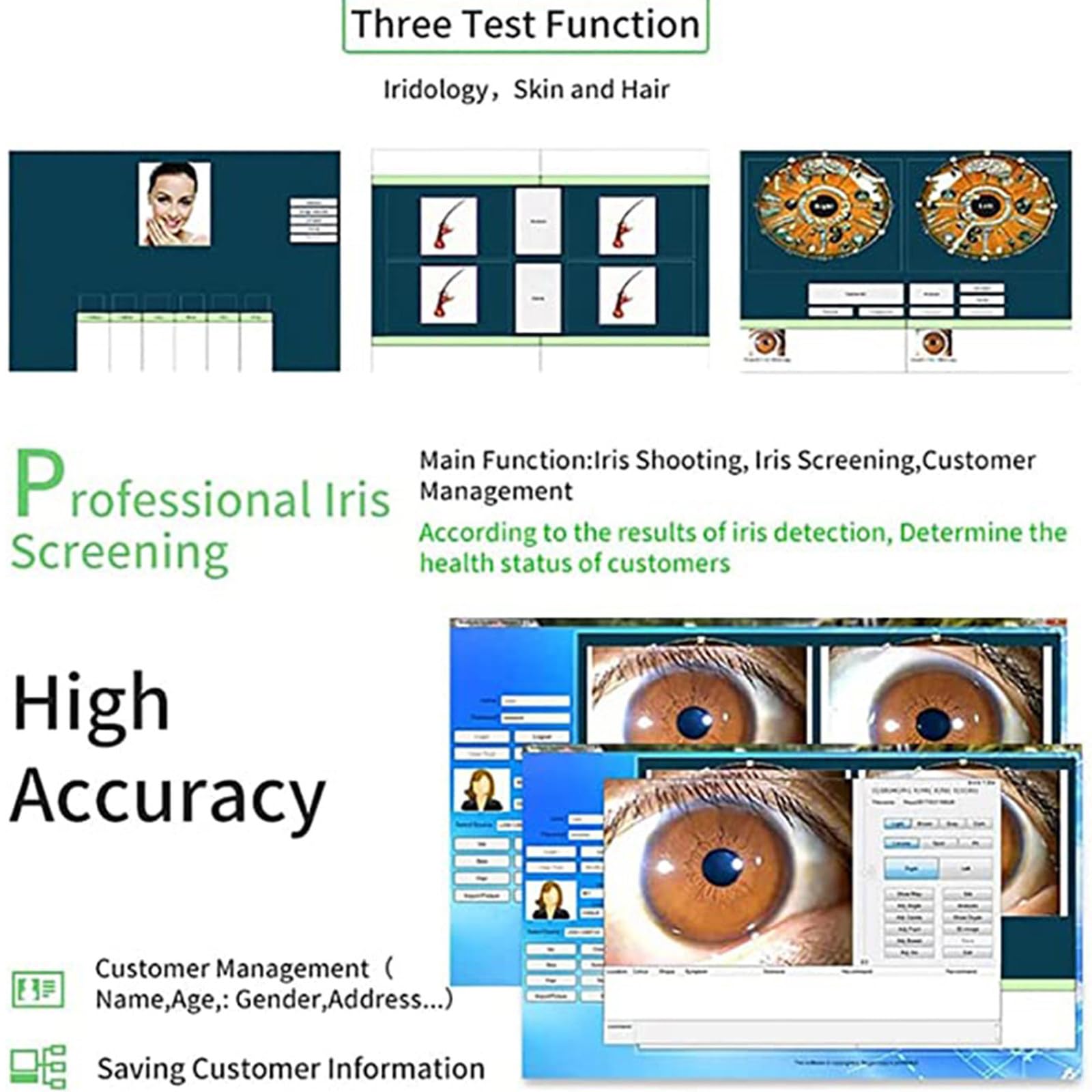 Iriscopio Digital de 12 MP, cámara de Iris, cámara de iridología Ocular, cámara Ocular de diagnóstico, Software de análisis sin Controlador, iriscopio USB CCD de Alta resolución