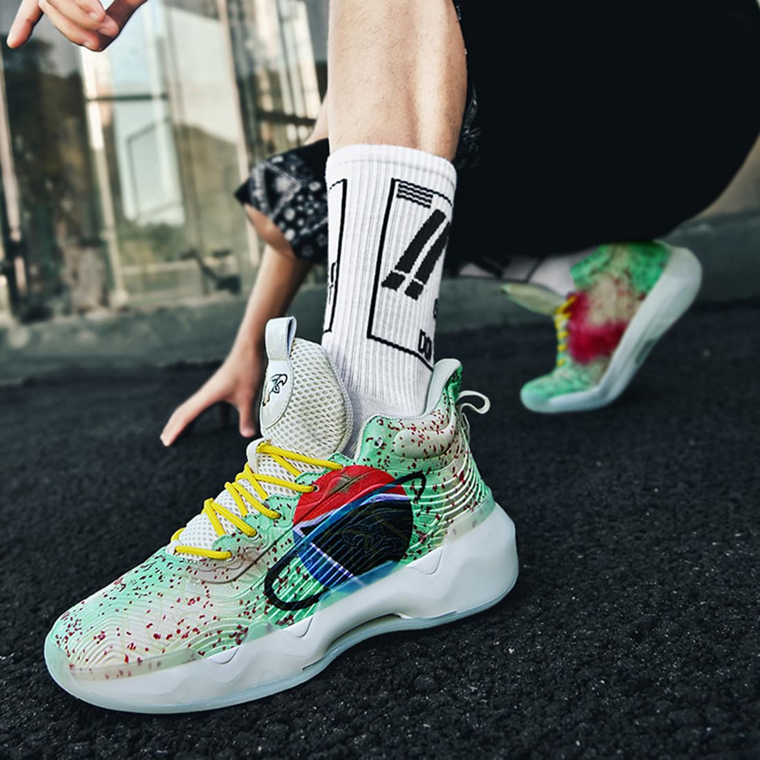 Męskie buty do koszykówki, buty sportowe, amortyzujące wstrząsy, oddychające, do koszykówki, męskie, lekkie buty sportowe, do biegania, antypoślizgowe, sportowe sneakersy, bsk f37, 45 EU
