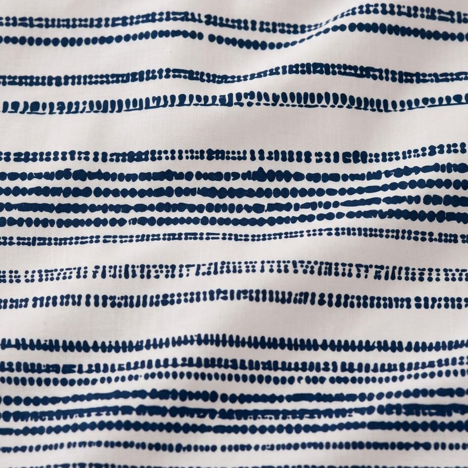 Juego sabanas 100% algodón, Rayas Cama 135/140, con Fundas de Almohada, Azul.