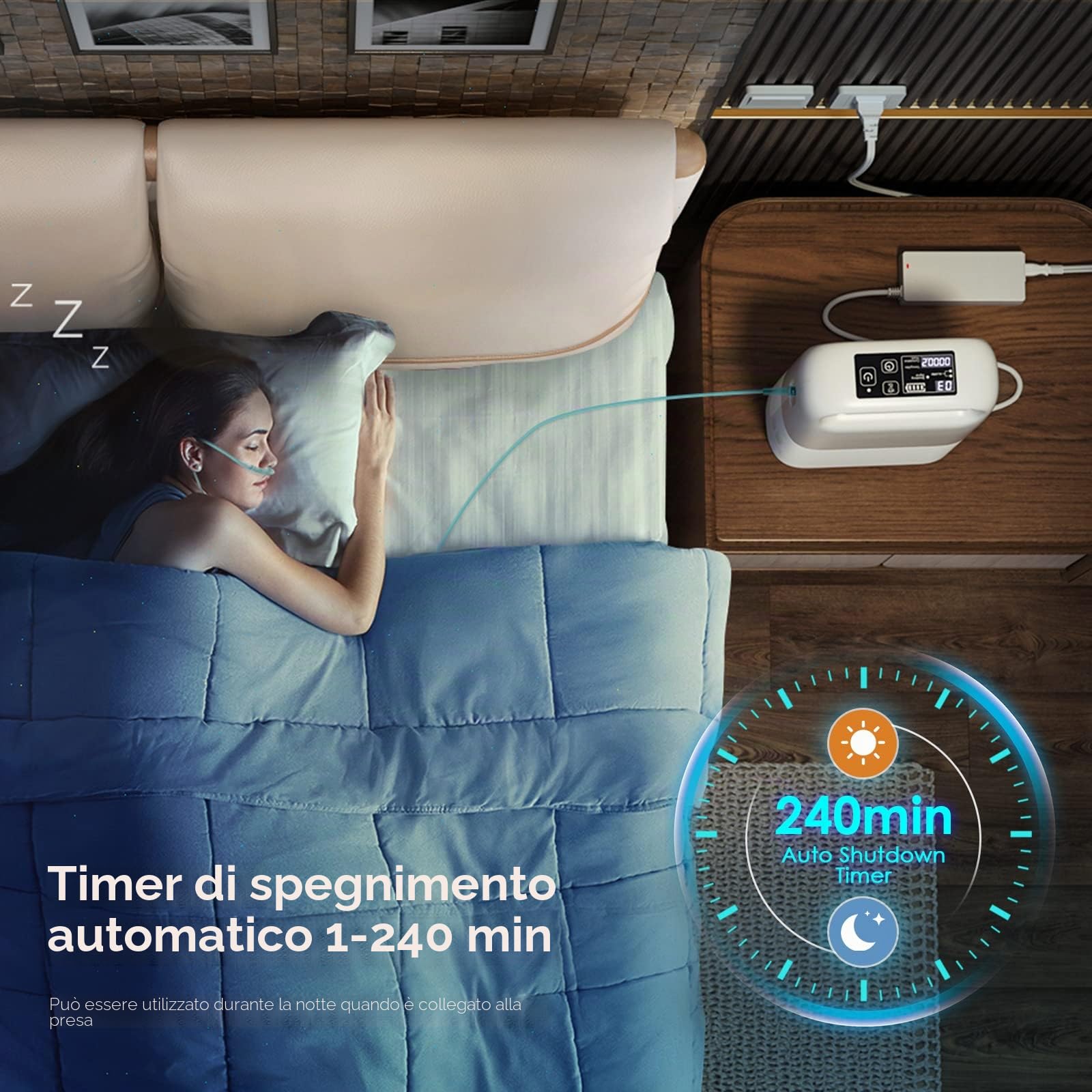 Concentratore di ossigeno portatile, 93% ± 3% di ossigeno con batteria, dispositivo di ossigeno regolabile da 1 a 5 file per la casa, per esterni