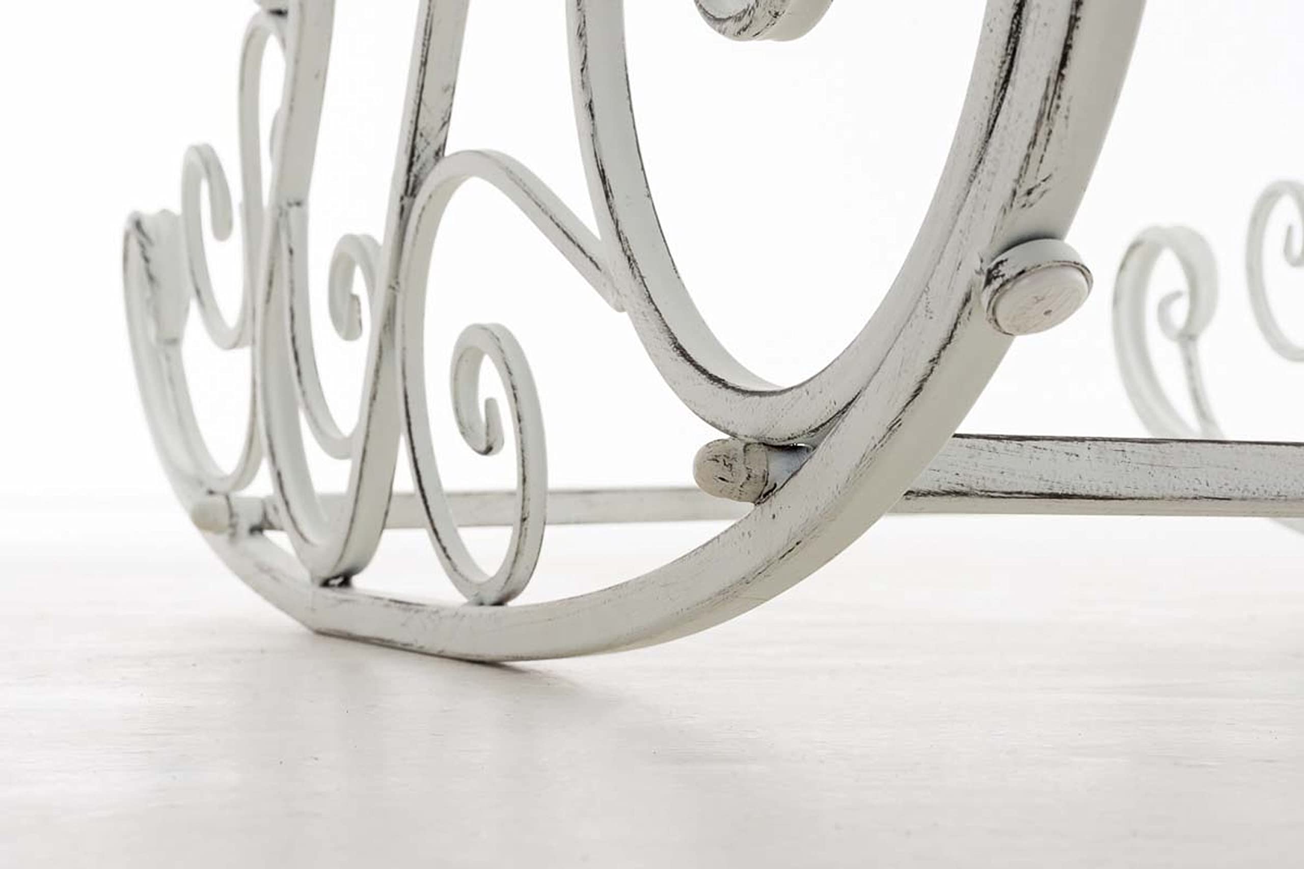 CLP Mecedora Relax Silla Smilla, Resistente al Clima para jardín, Estructura de Metal, Estilo rústico, sillón de Exterior, Color:Blanco Envejecido