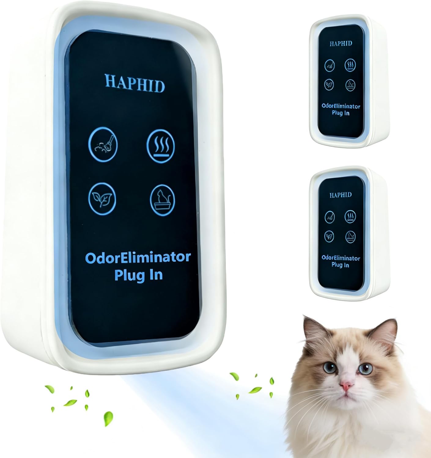 Cat Litter Deodorizer - Plug In Negative Ion Air Purifier for Litter Box, 99% Odor Removal, Strong Odor Eliminator for Smoke, Litter Box, Toilet, Closet, Cabinet, Shoe, Garage. (3-Pack)