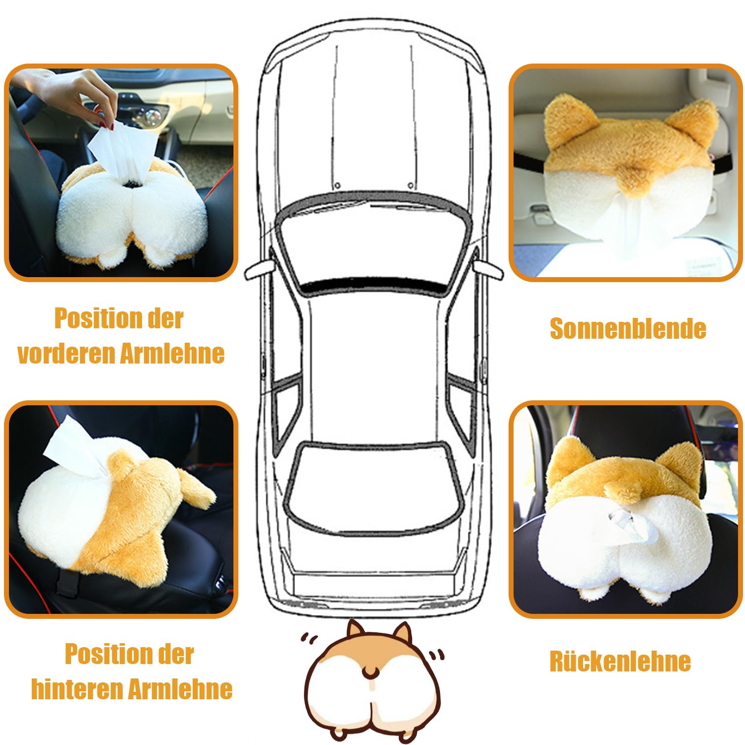 Pluszowy Dozownik Chusteczek Corgi Do Samochodu, Domu, Sypialni - Słodki, Zabawny Pojemnik Na Chusteczki Higieniczne