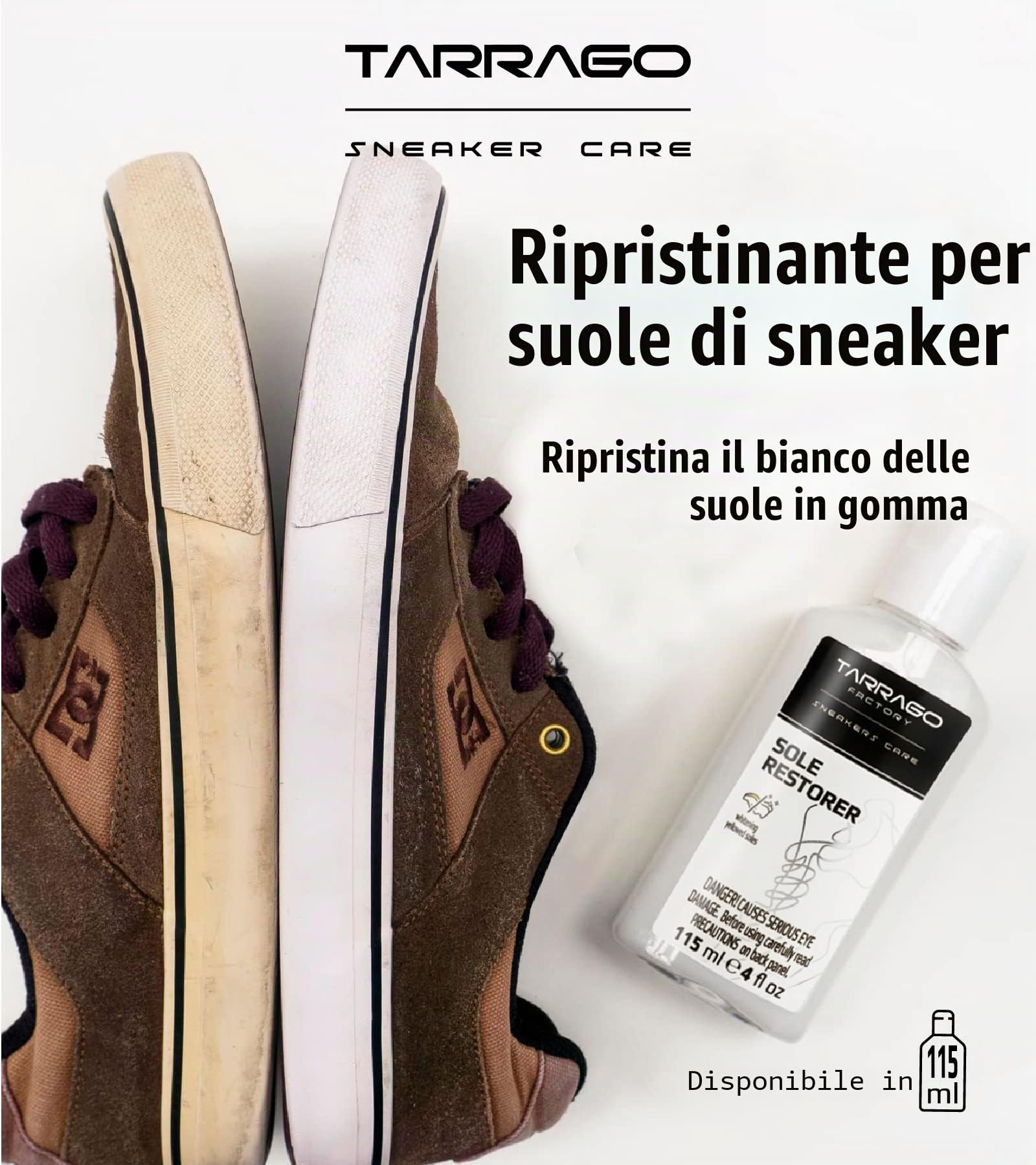 Tarrago | Sneakers Sole Restorer 115 ml | Ripristina il candore delle suole in gomma | Suole di scarpe candeggina