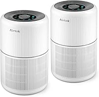 AIRTOK 2 Pack H13 True HEPA Air Purifiers for Bedroom Home - Smoke, Dust, Pet Dander, Pollen, Odors, 99.9% 0.1 Micron Removal, Quiet, Aromatherapy, 376 Sq Ft White