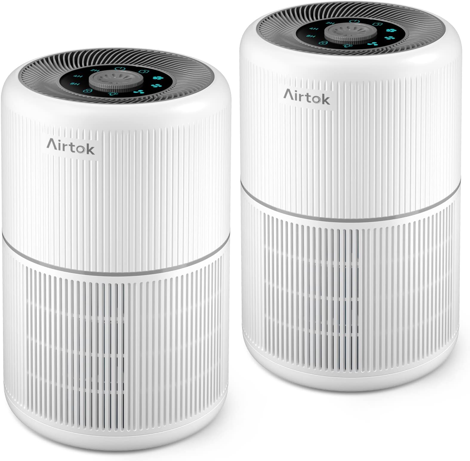 AIRTOK 2 Pack Air Purifier for Home Bedroom with H13 True HEPA Filter for Smoke, Smokers, Dust, Odors, Pollen, Pet Dander | Quiet 99.9% Removal to 0.1 Microns | White Available for California