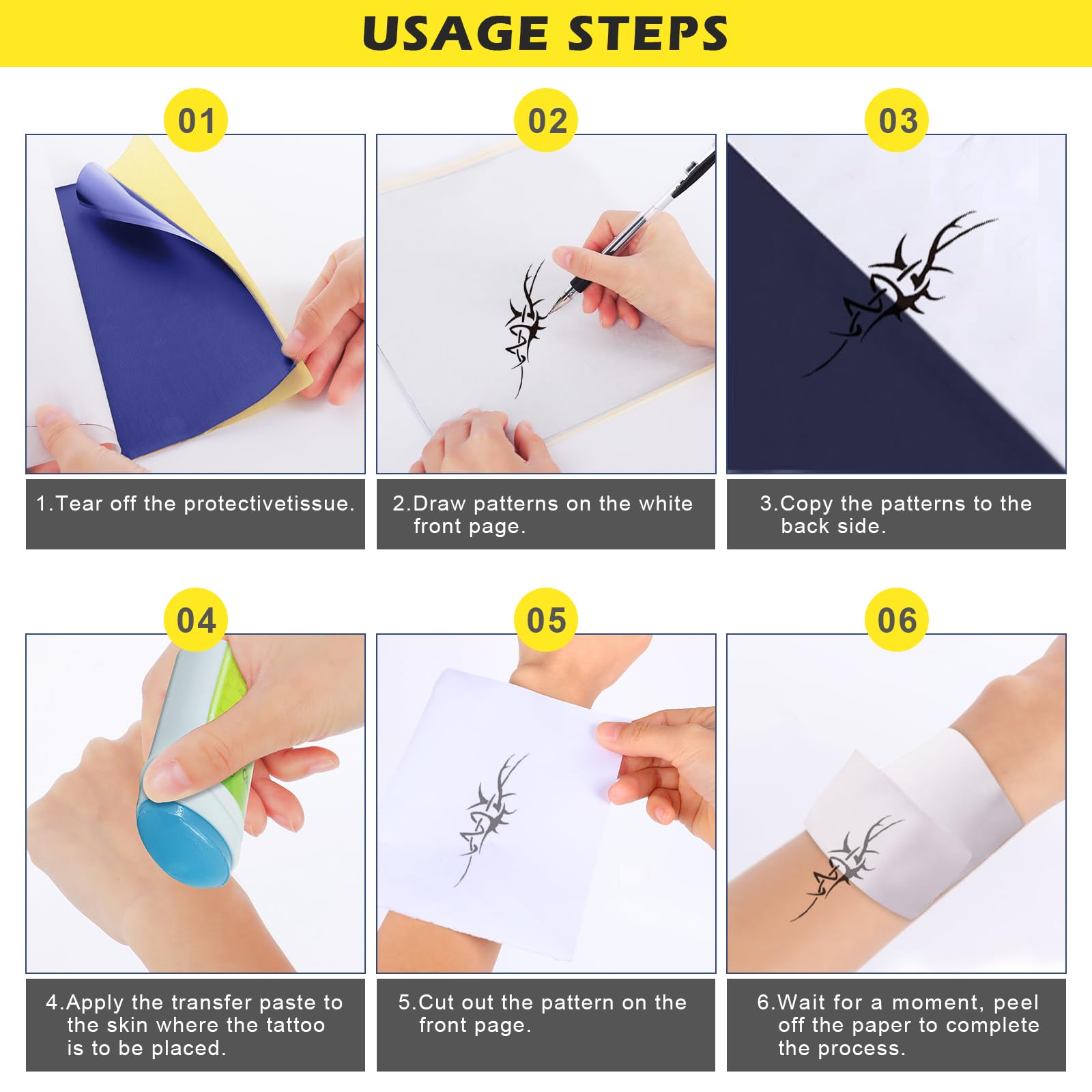 PIXESTT 50 Fogli Carta Stencil Tattoo, A4 Carta Stencil Per La - Foto 8