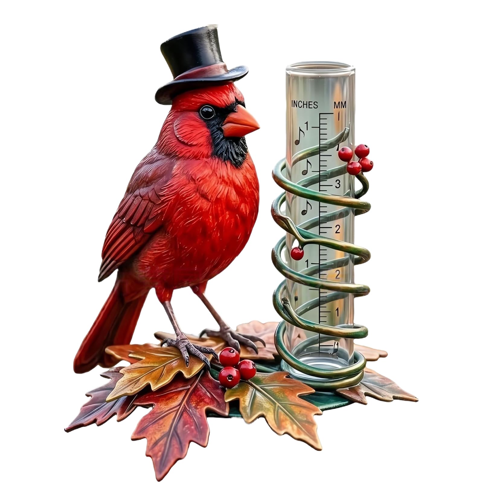 PANGBOER Pluviometro per Uccelli Foglie Autunnali Indicatore Decorativo Statua da Giardino per Accessori per la misurazione della Pioggia Misura da Giardino
