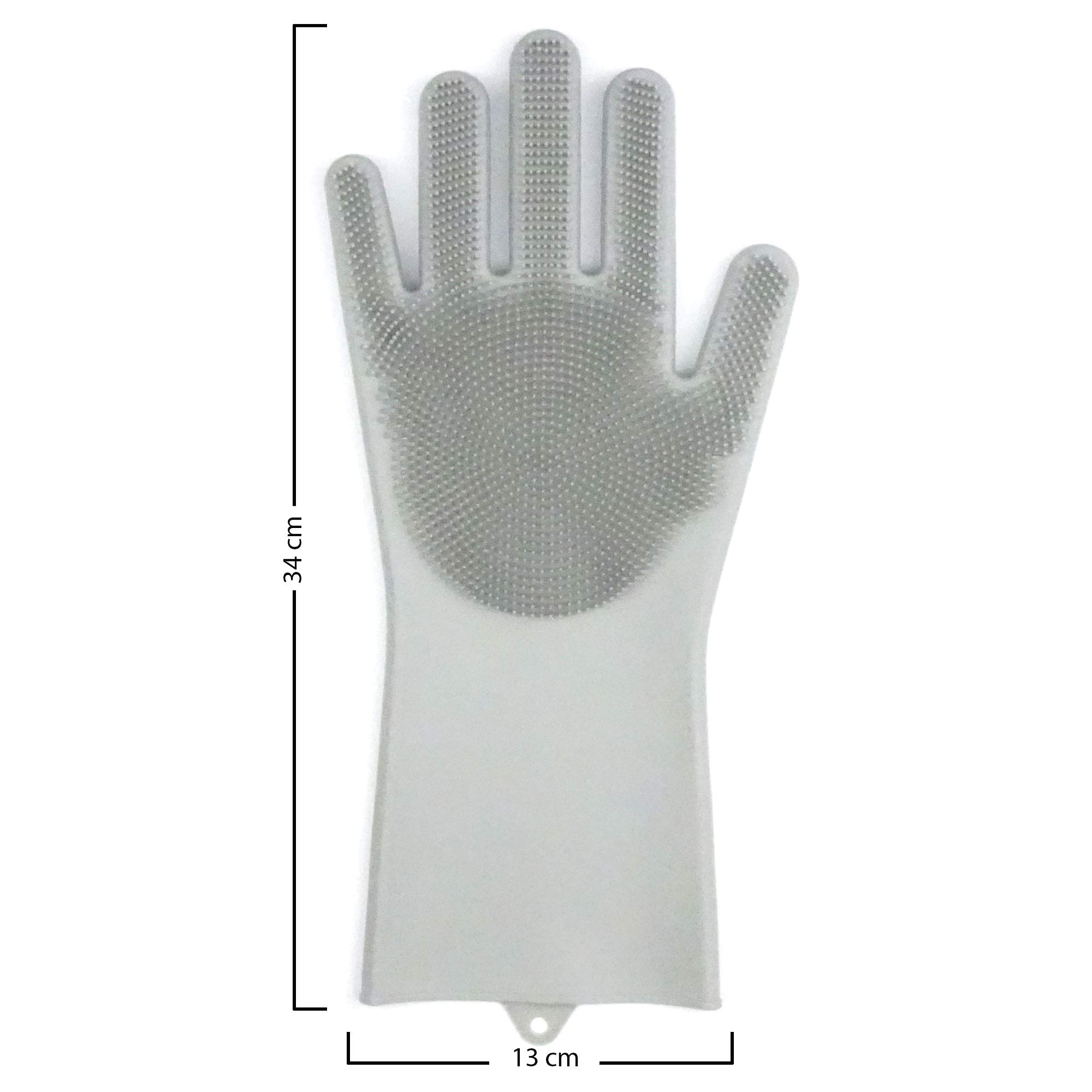 YLWX 3 Paia di Guanti per la Pulizia della Casa con Spazzola in Silicone, Guanti Antiscivolo Riutilizzabili per Lavare i Piatti in Modo Pulito (Color : Blue A, Size : A